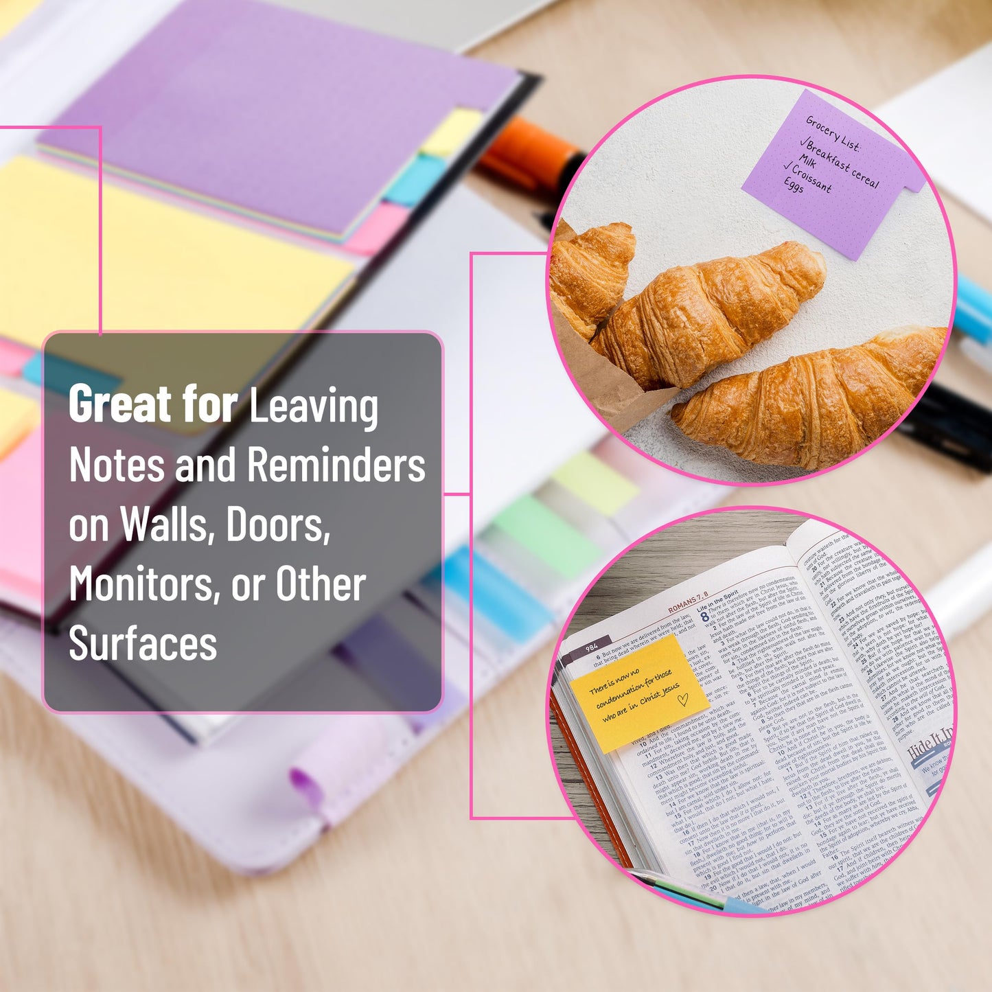 Mr. Pen- Sticky Notes Set, 410 Pack, Ruled, Dotted & Blank Notes with 150 Index Tabs, Divider Sticky Pads for Bible Study, Office, School, Planning, Journaling & Organization