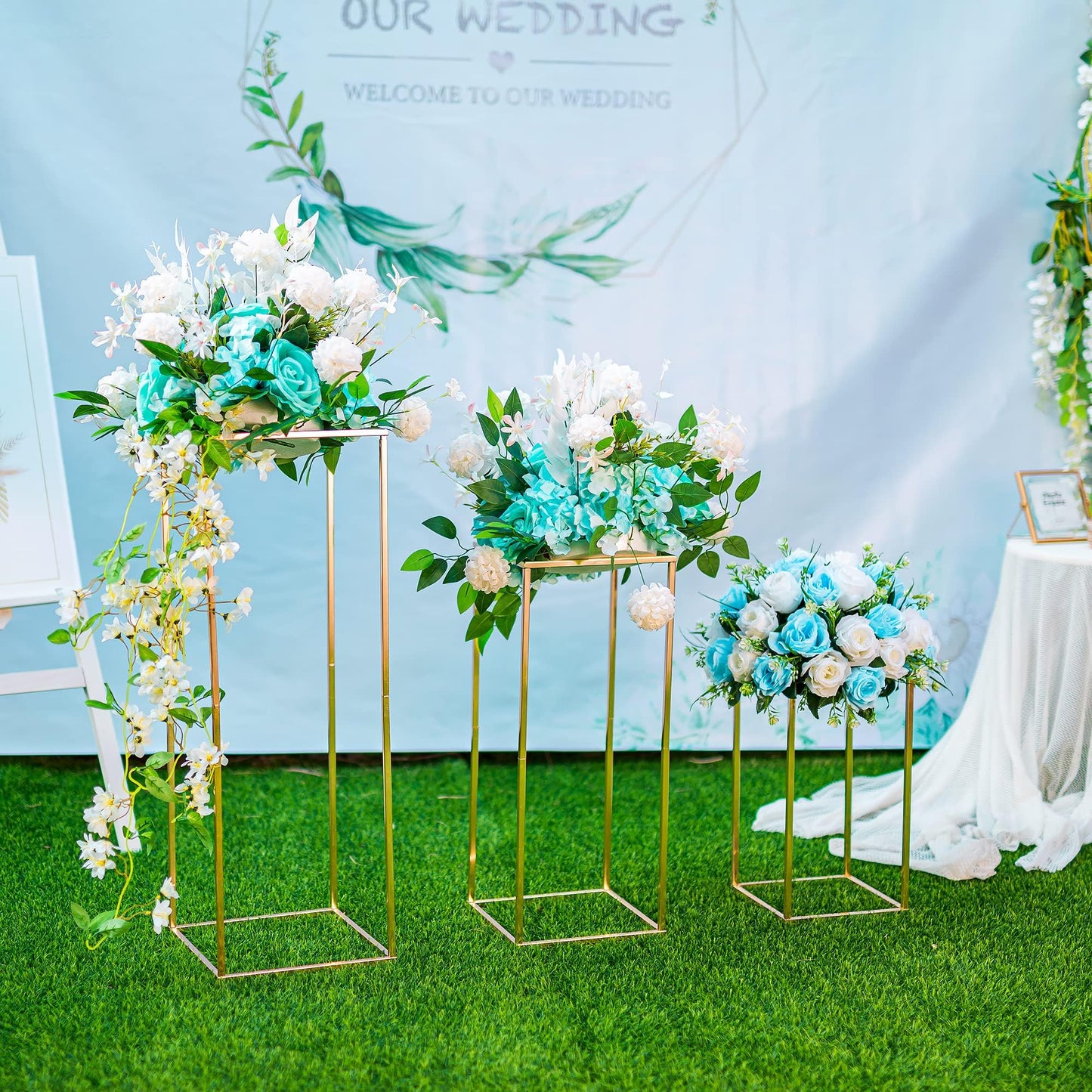 Inweder Gold Flower Stand for Table: 31.5” Tall Centerpiece Stand for Wedding Table Reception Floral Center Pieces with Home Decoration Party Event 2 PCS