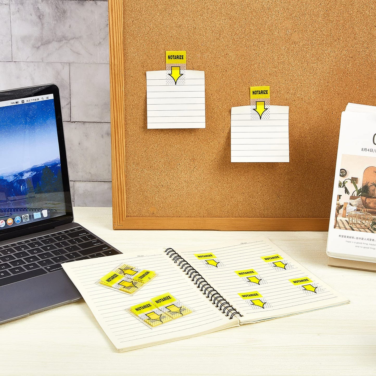 Qeeenar 800-Piece Sign Here Tabs - 1 Inch Sticky Flags for Document Notarization, Office Notebook and Book Annotation - Initial Here Stickers(Yellow,Notarize)