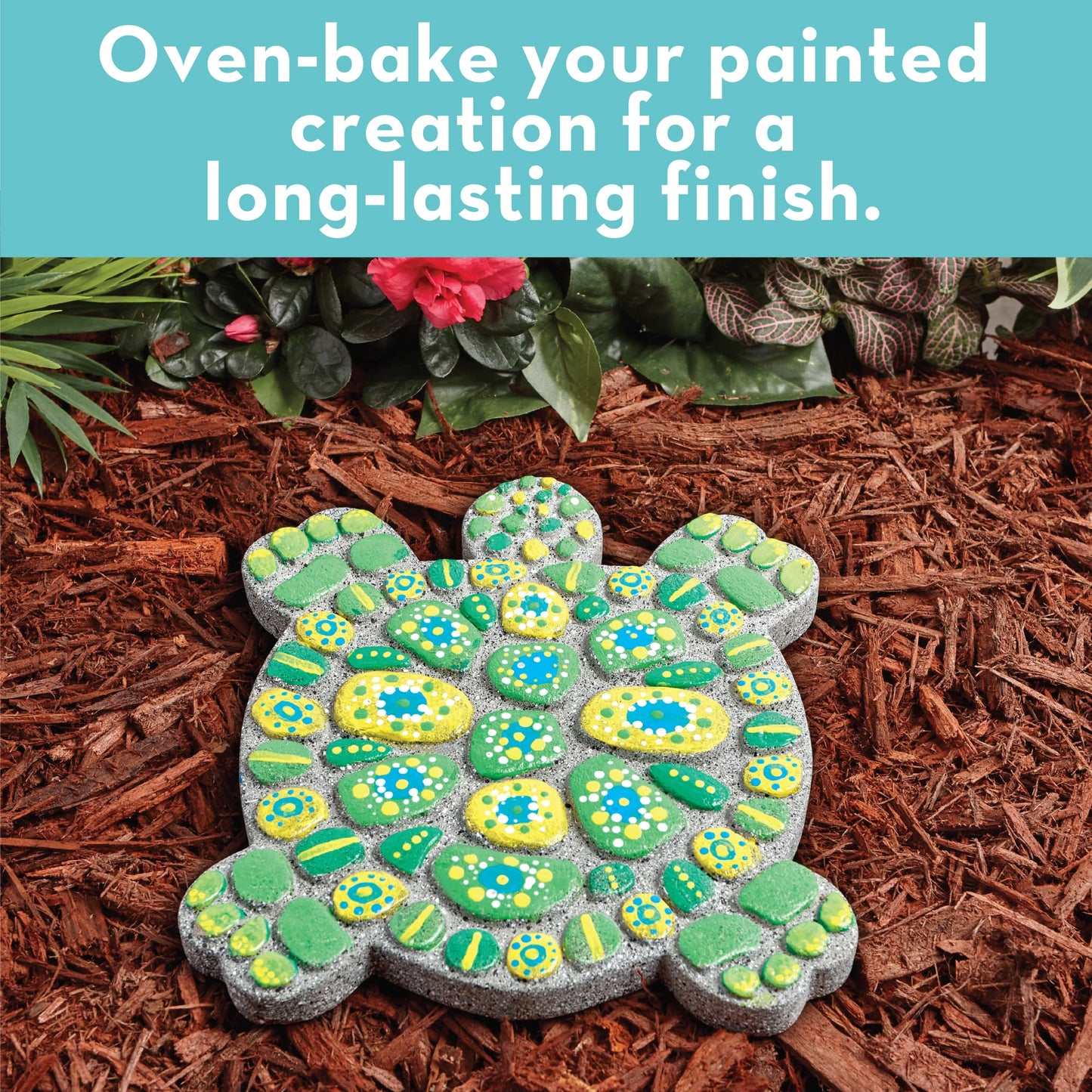 MindWare Turtle Stepping Stone Kit: Paint Your Own Stepping Stones for Kids Craft Kit Includes Paint, Brushes and Instructions