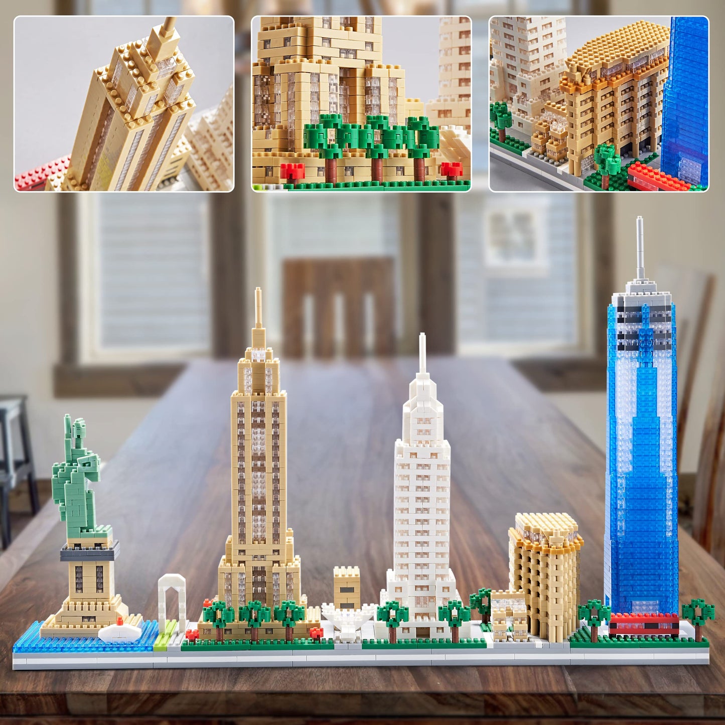 YaJie New York Skyline Micro Mini Blocks Building Set, Collection Model Kit - Detailed City Architecture for Adults（3452 Pcs）