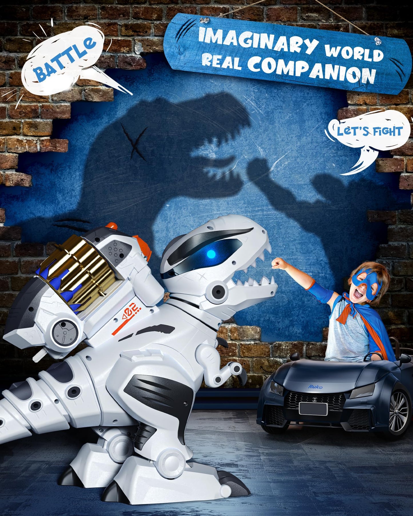 Ruko 18011 Black Gold Robot Dog and 8809 Remote Control Robot Dinosaur Toys for Kids