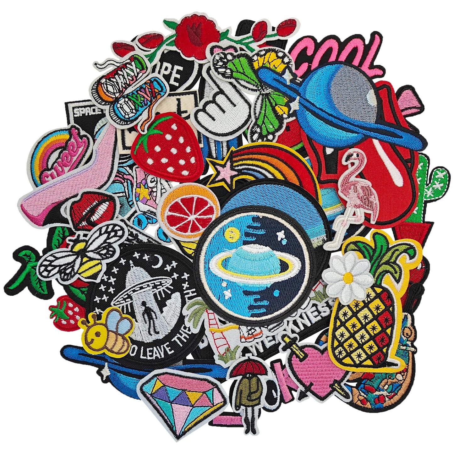 RF-patch 40Pcs Iron on Patches Variety Pack, Large Embroidered Applique Iron on Patch for Clothes, Hats, Jeans, Backpacks, Etc, Machine Washable