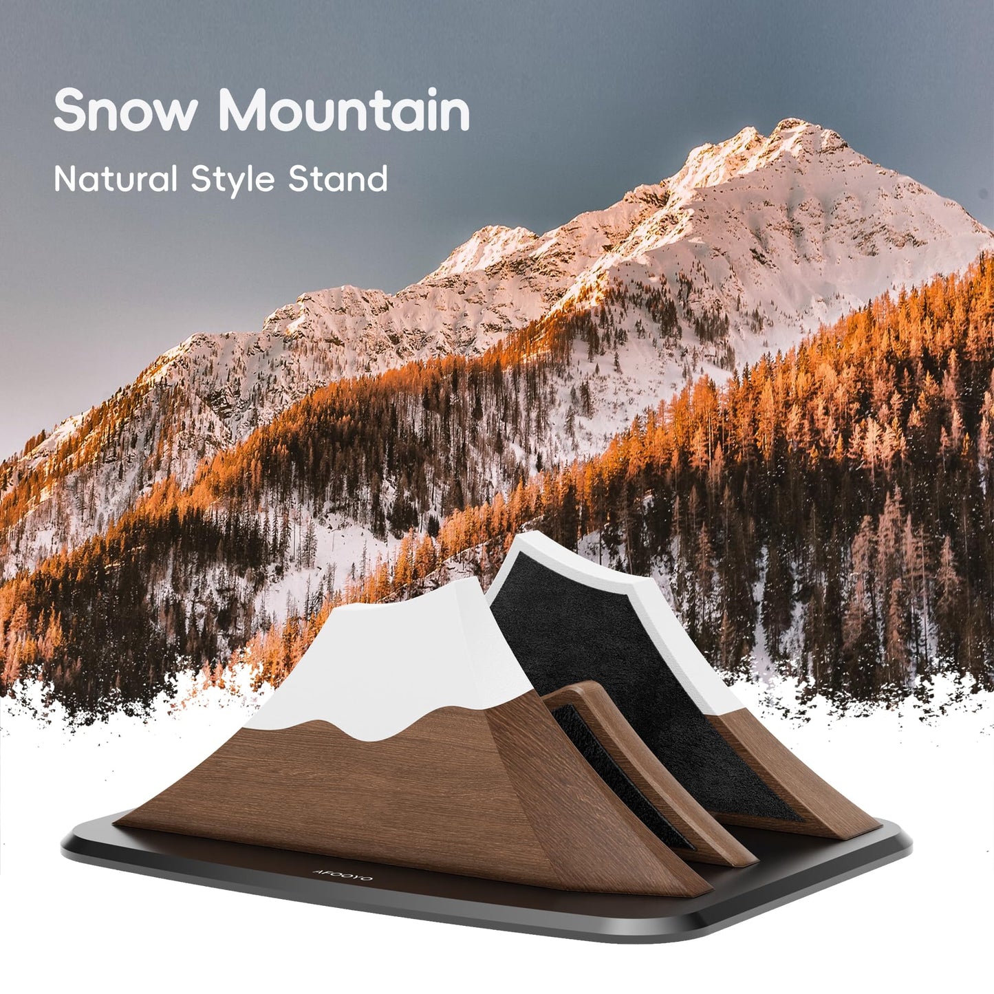 AFOOYO Vertical Dual Laptop Stand - Snow Peak-Shaped Walnut Adjustable Laptop Holder,2 Slots Desktop Dock Compatible with All MacBook, Surface,Chromebook,Dell & More(Walnut)