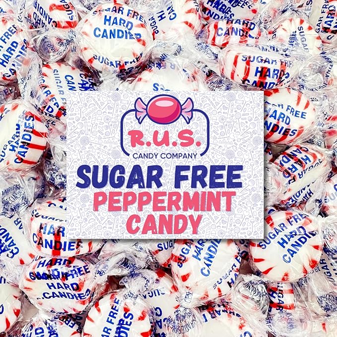 Sugar Free Peppermint Hard Candy Starlight – About 150 Individually Wrapped Breath Mints – Bulk 2 Pound Bag – Refreshing Mint Flavor – Keto Friendly, Diabetic Candy, Gluten Free (2 Pound, Peppermint)