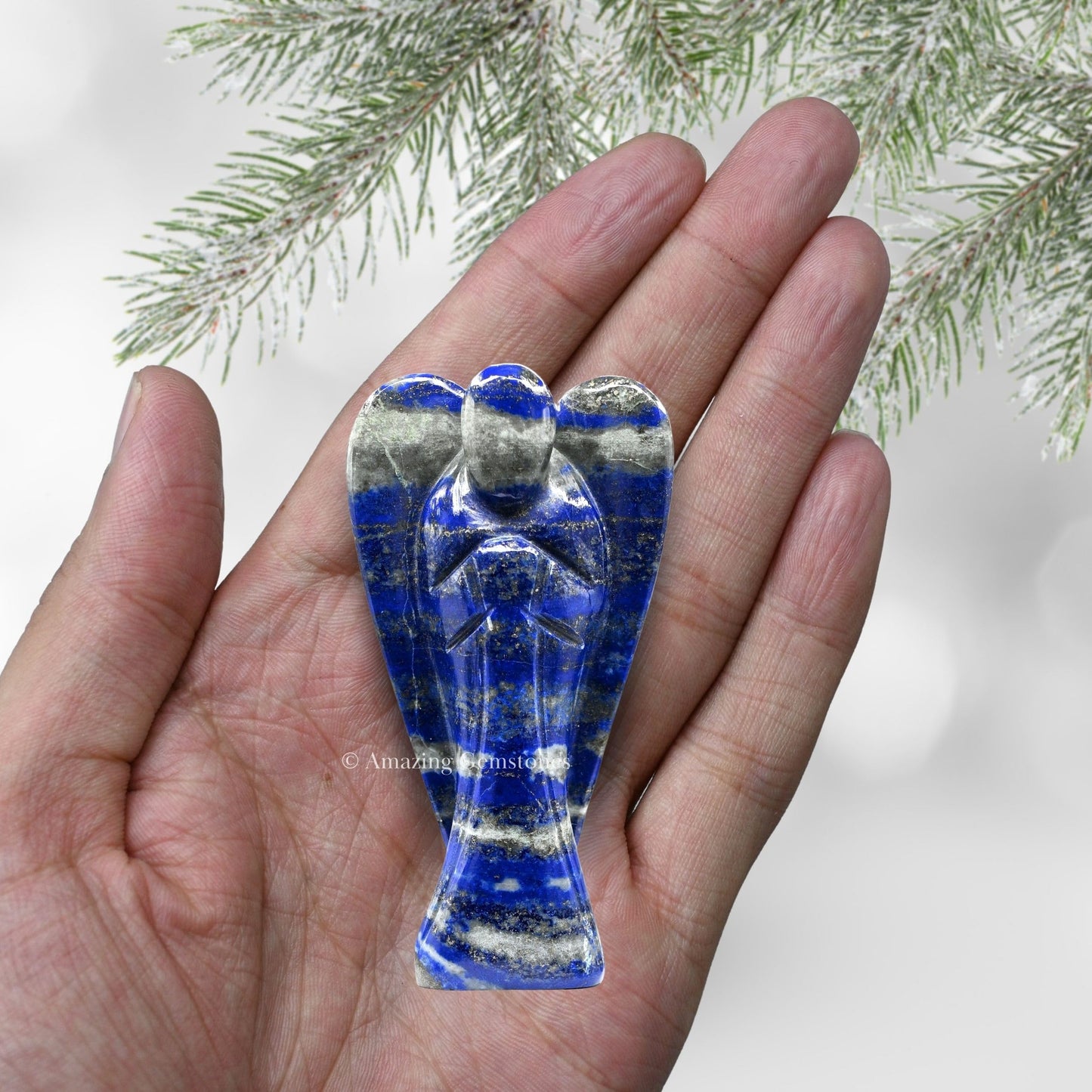 Amazing Gemstone Lapis Lazuli Angel - Lapis Lazuli Crystal Angel and Pocket Guardian Angel Crystal Figurines (3 inches)