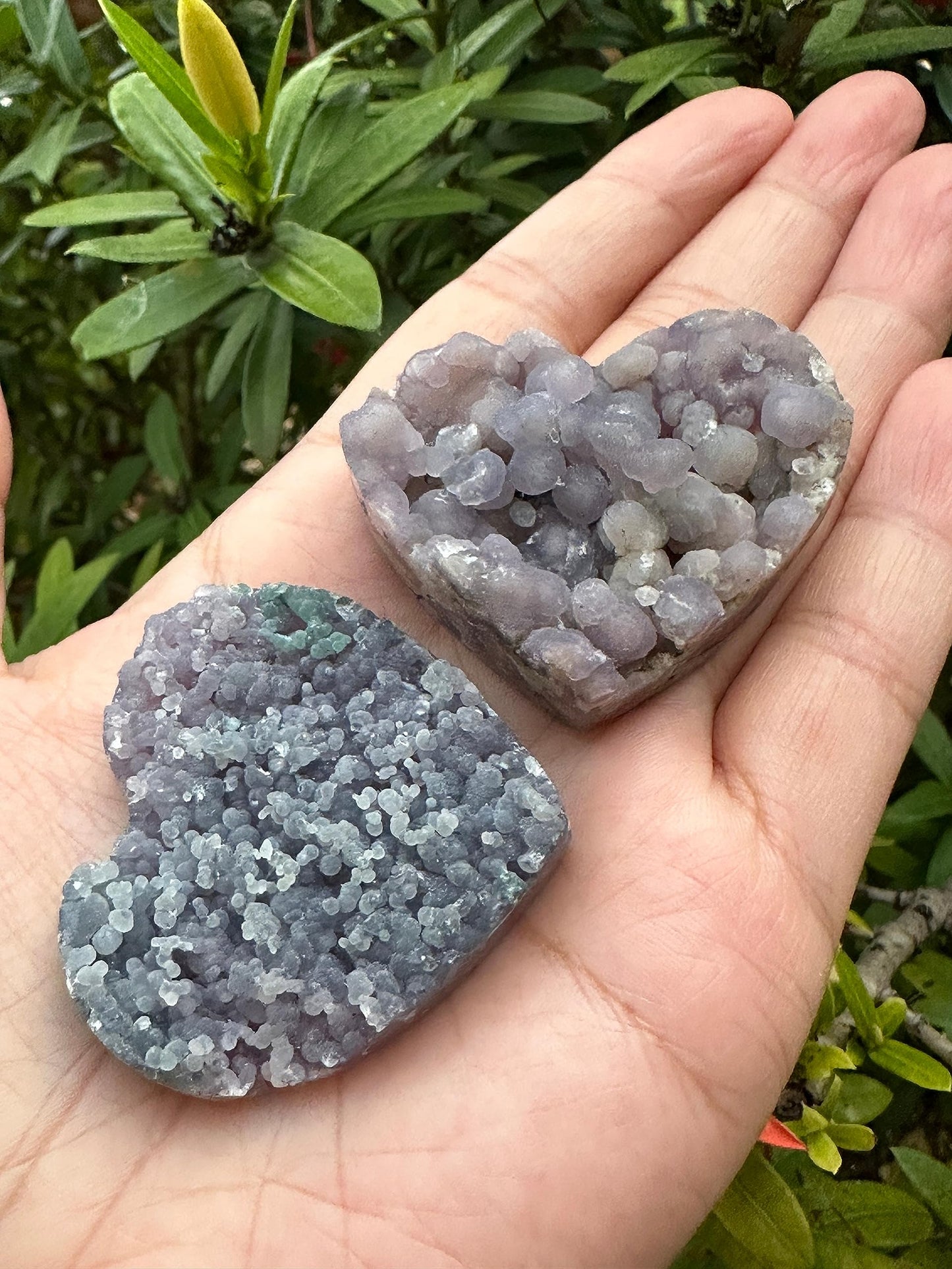 GAF TREASURES Grape Agate Gemstone Hearts, Polished Grape Agate Puffy Hearts, Grape Agate Crystal Palm Stone, Grape Agate Healing Crystal Hearts (1 Heart)