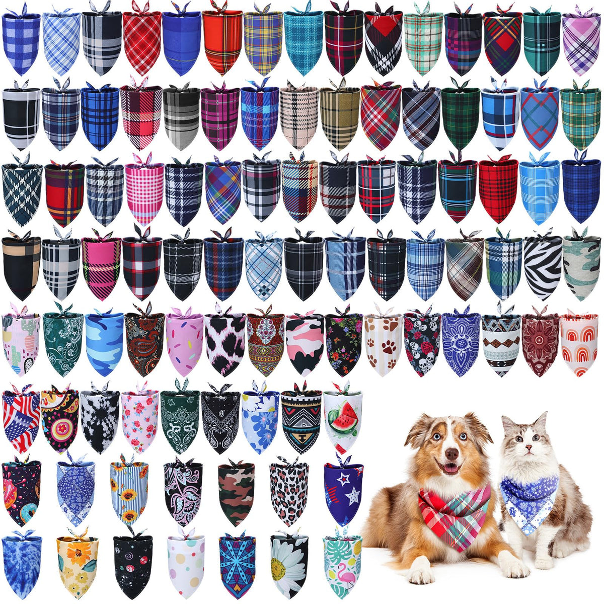 Huhumy 100 Pcs Christmas Dog Bandanas Bulk Christmas Bandanas for Dogs