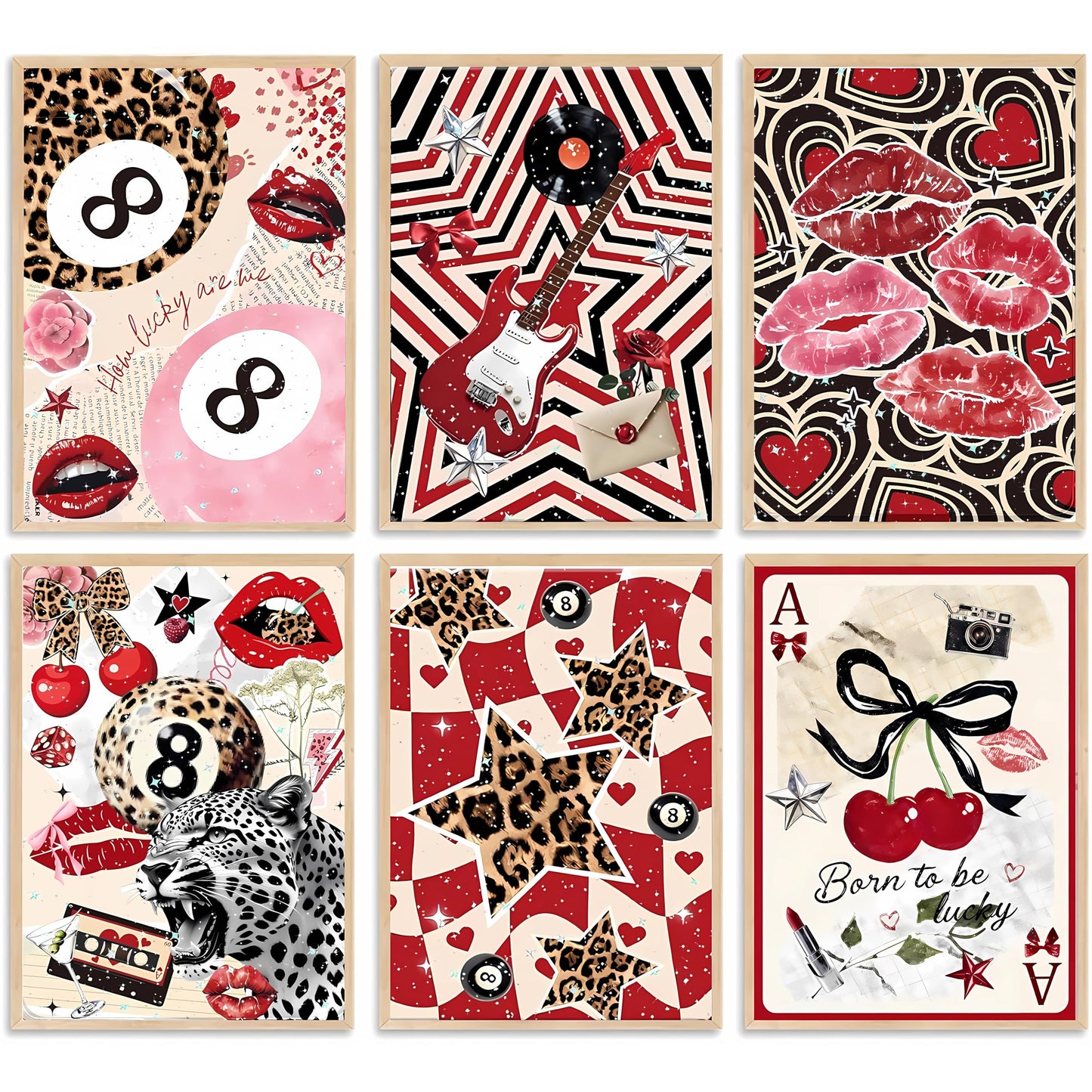 LEZHIJIA 6 Pack Leopard Print Disco Diamond Art Kits for Adults, Coquette Diamond Painting Kits for Beginner, Diamond Dots Full Drill Crafts for Gem Art Home Wall Decor for Teens Girls 5D DIY 12x16in