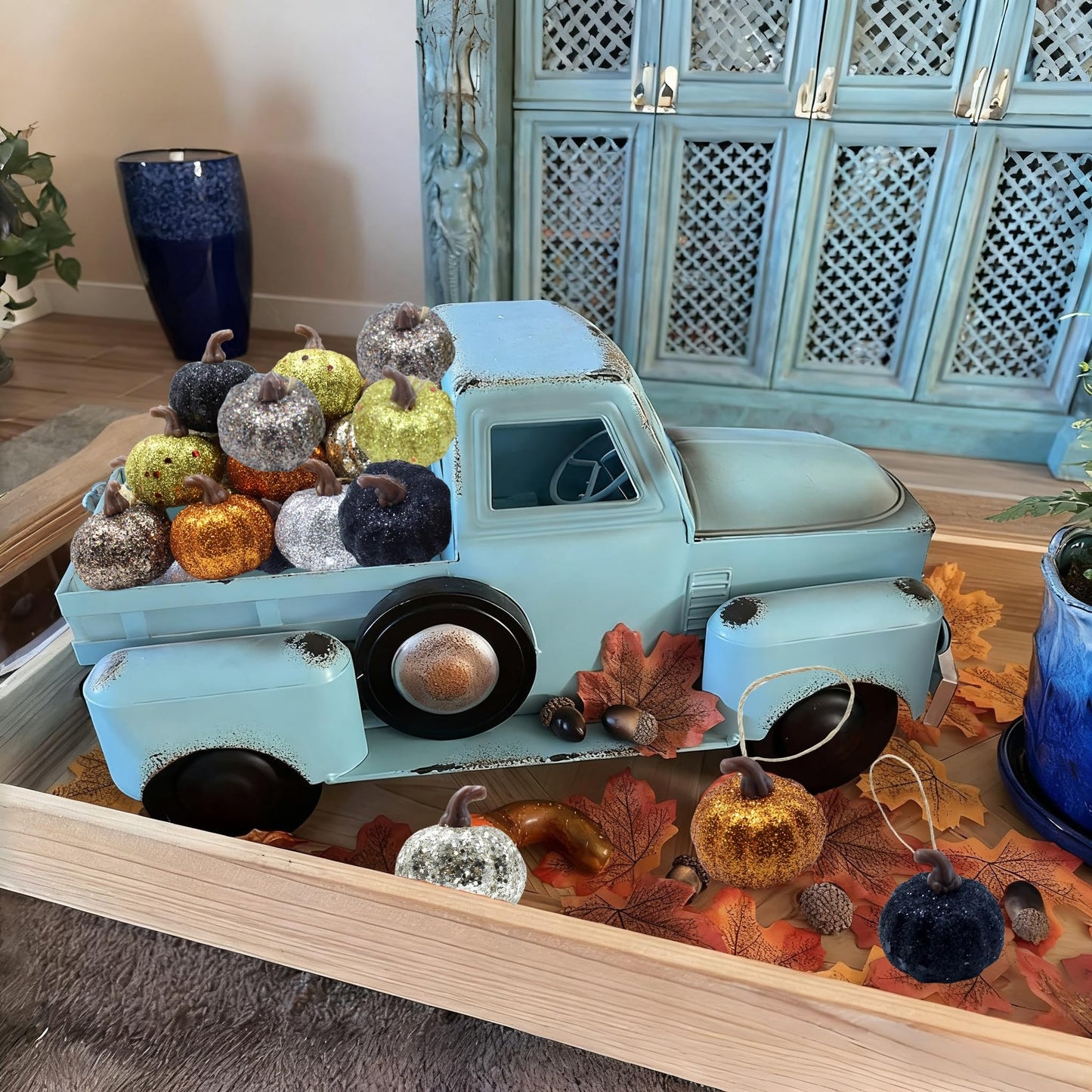 Fall Pumpkin Ornaments, 30Pcs Hanging Pumpkins Thanksgiving Tree Decorations, 1.4" Mini Pumpkins Farmhouse Fall Ornaments for Small Tree for Autumn Thanksgiving Halloween Christmas Harvest (30Pcs)