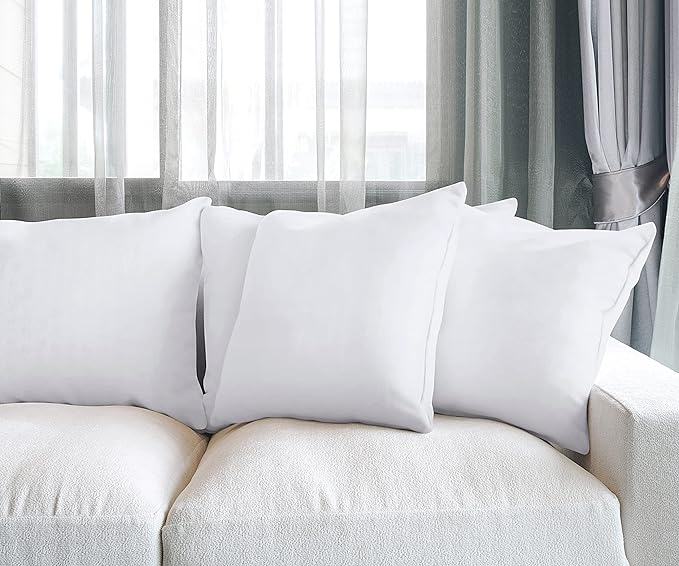 Utopia Bedding Throw Pillows (Set of 4, White), 20 x 20 Inches Pillows for Sofa, Bed and Couch Decorative Stuffer Pillow