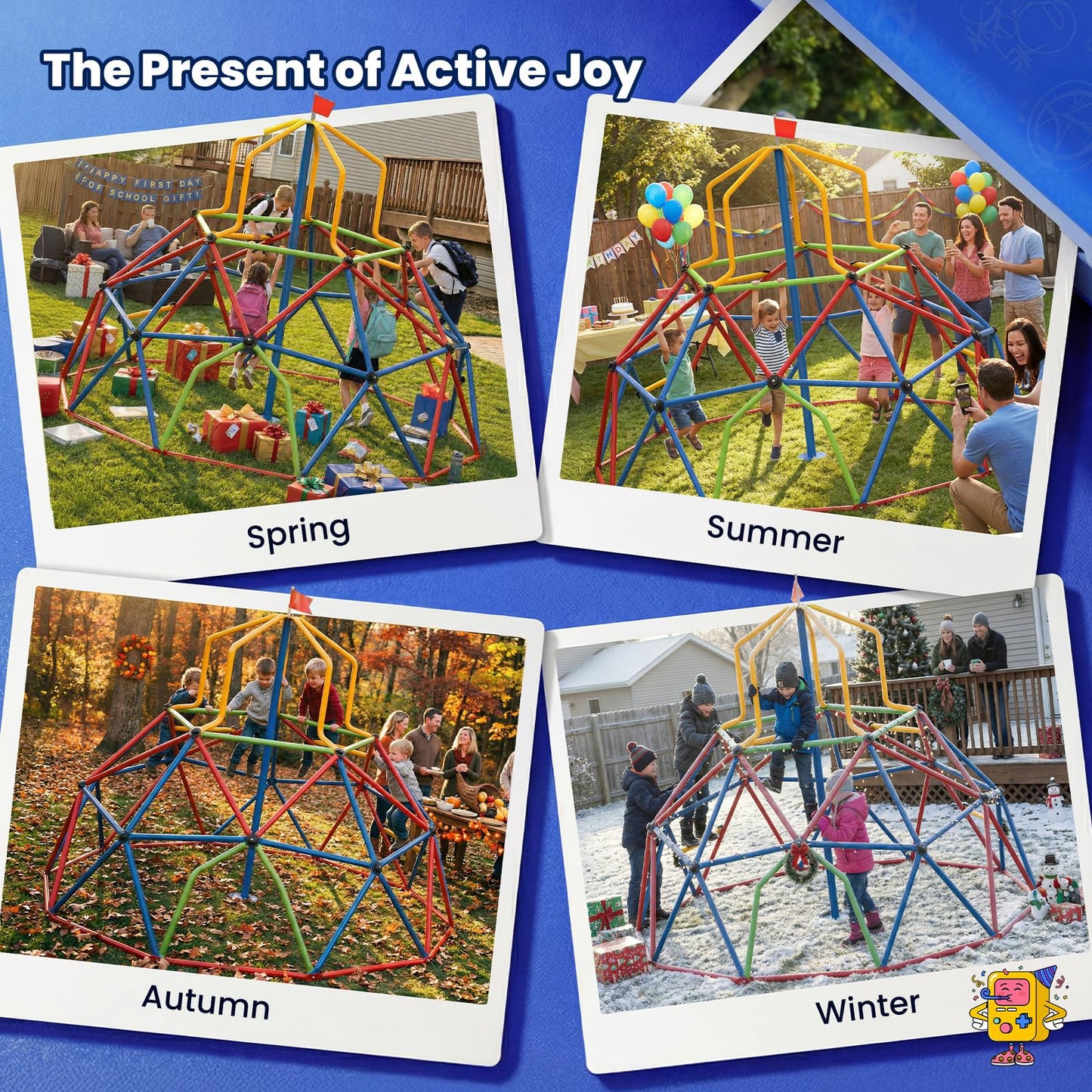 Zupapa 10FT Climbing Dome with Tower, Outdoor 10FT Geometric Dome Climber Tower for Kids 3-10 Supporting 1200 lbs, Easy Assembly Playground Jungle Gym Backyard Play Equipment