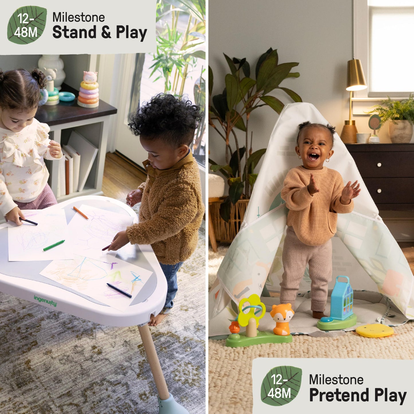 Ingenuity Tummy-to-Toes 6-in-1 Milestone Center, Play Gym, Foldable Mat, Music and Nature Sounds, Lights, Activity Jumper, Table, Playhouse, for Ages 0-48 Months