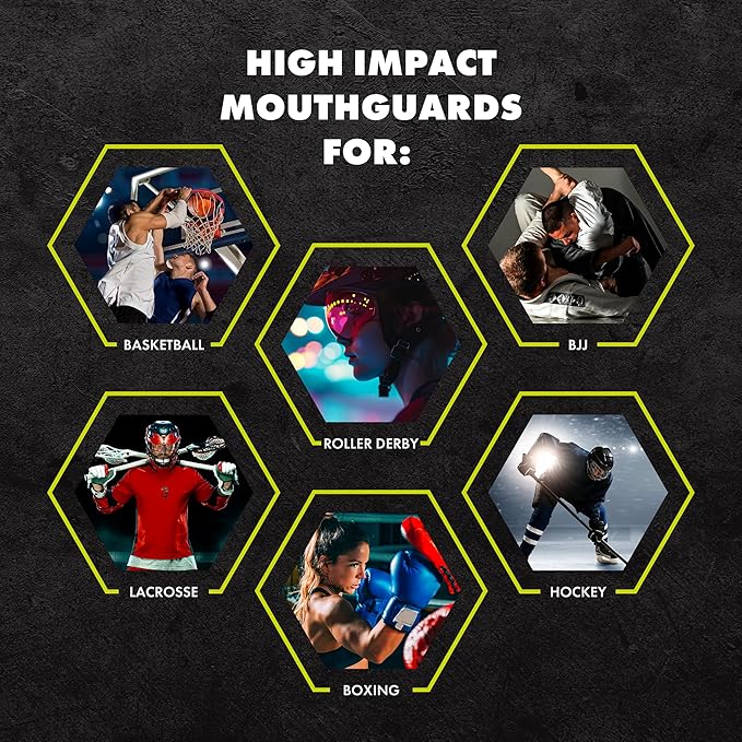DAMAGE CONTROL High-Impact Mouth Guard – Sports Mouthguard for Boxing, Football, Hockey, Lacrosse & Basketball, Protects Teeth & Jaw, Protective Mouthpiece for Adults & Youth (Women, BMF 2.0)