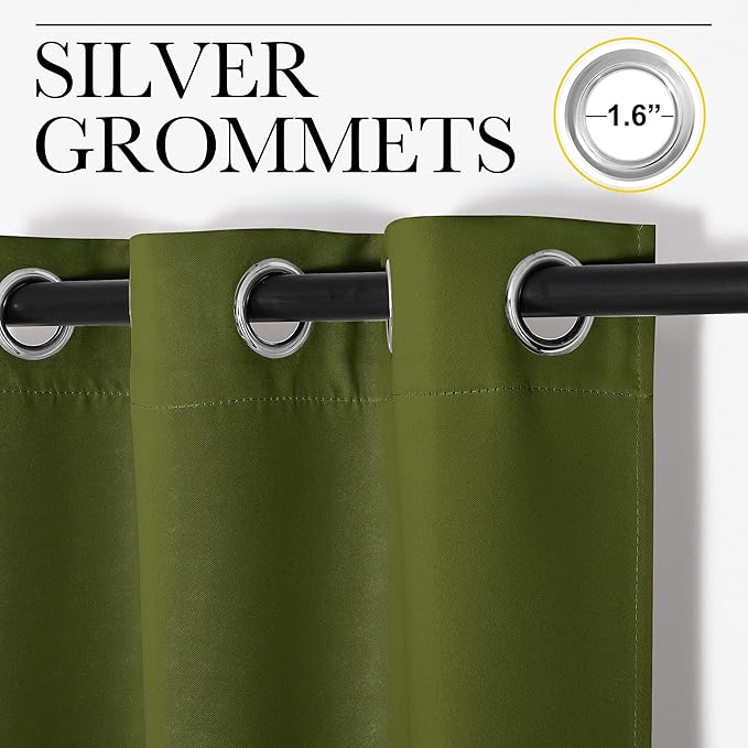 NICETOWN Patio Glass Door Panels - Blackout Curtains for Bedroom/Living Room, Privacy Panel Drapes for Christmas and Guest Room (Olive Green, 42 inches Wide x 95 inches Long, 1 Pair)