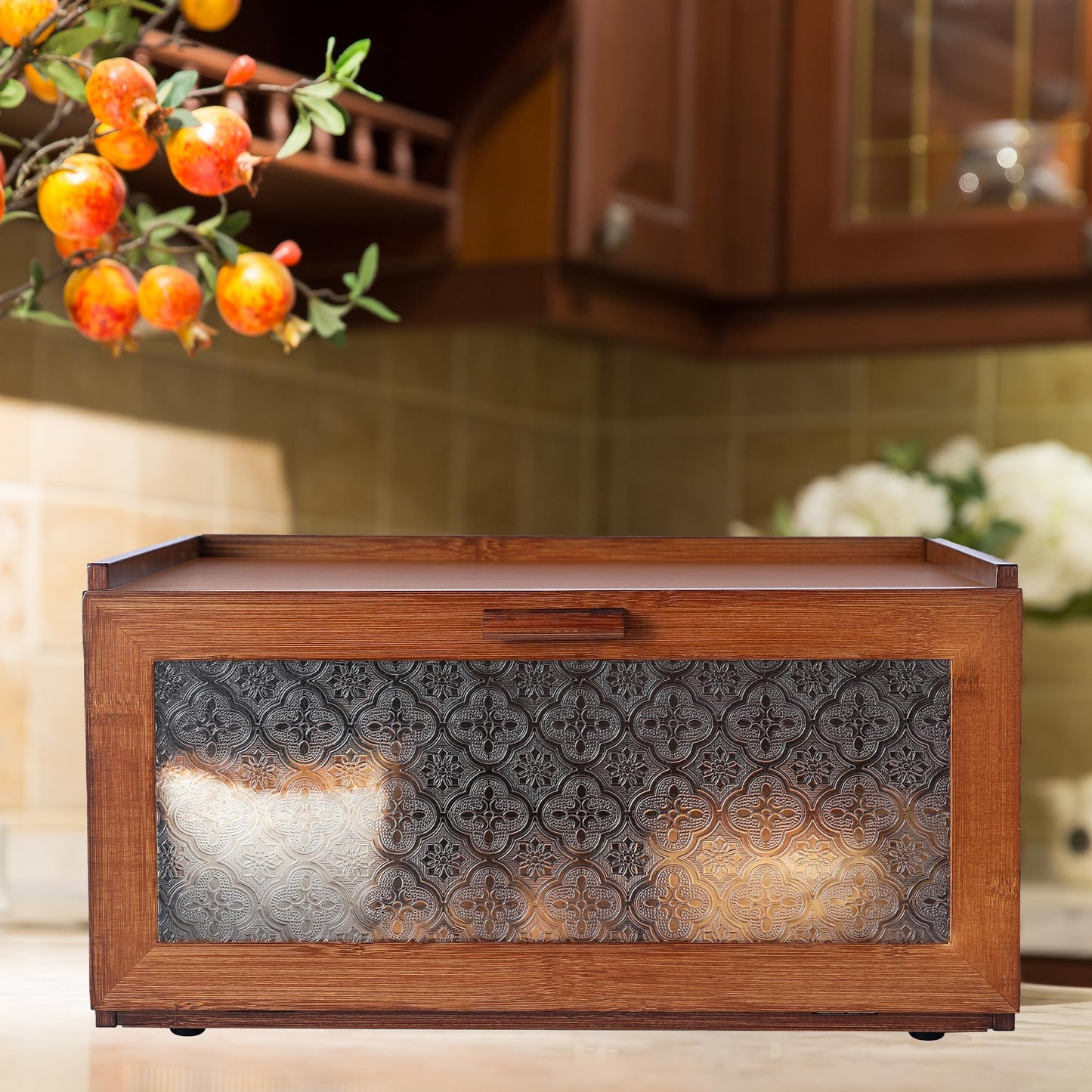 ETMI Vintage Bread Box for Kitchen Countertop - Retro Brown Bread Storage Box Breadbox