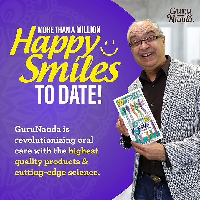 GuruNanda Butter On Gums Toothbrush, ADA Accepted, With 8000+ Ultra Soft Softex Bristles for Sensitive & Receding Gums, Perfect for Whiter Teeth, 6 Ct