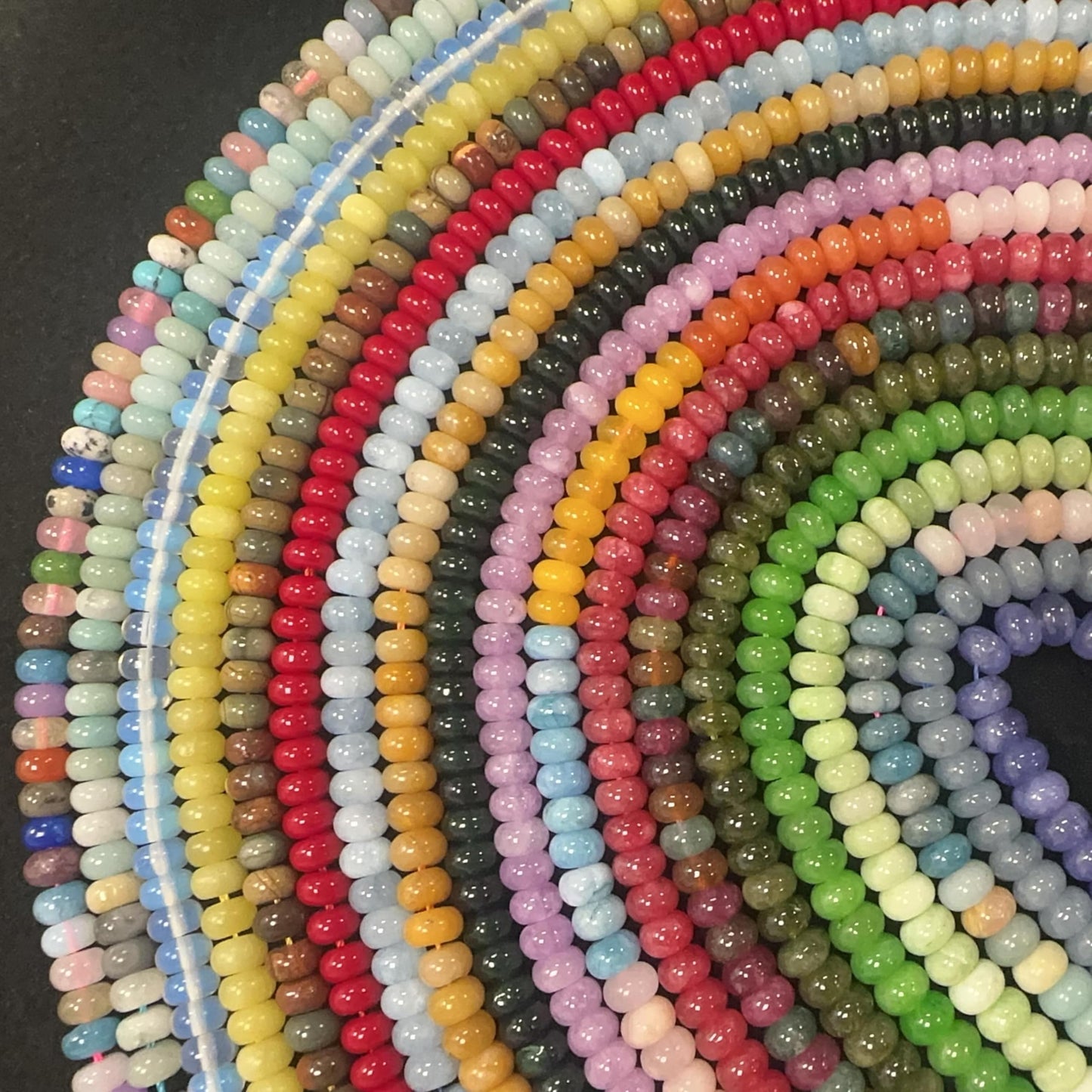Land Long 98 Pcs 4x6mm Mixed Gemstone Bead Smooth Rondelle Stone Beads Beads for Jewelry Making Necklace Adults Bracelets