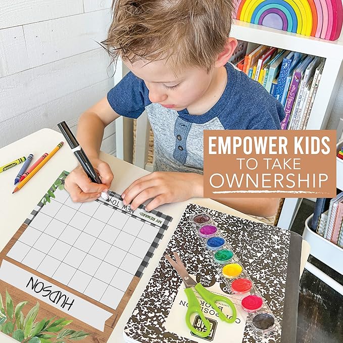 Sticker Chart for Kids Behavior at Home & Classroom - 25 Reward Chart for Kids Incentives, Gold Star Sticker Sheets, Farmhouse Incentive Charts for Classroom Must Haves