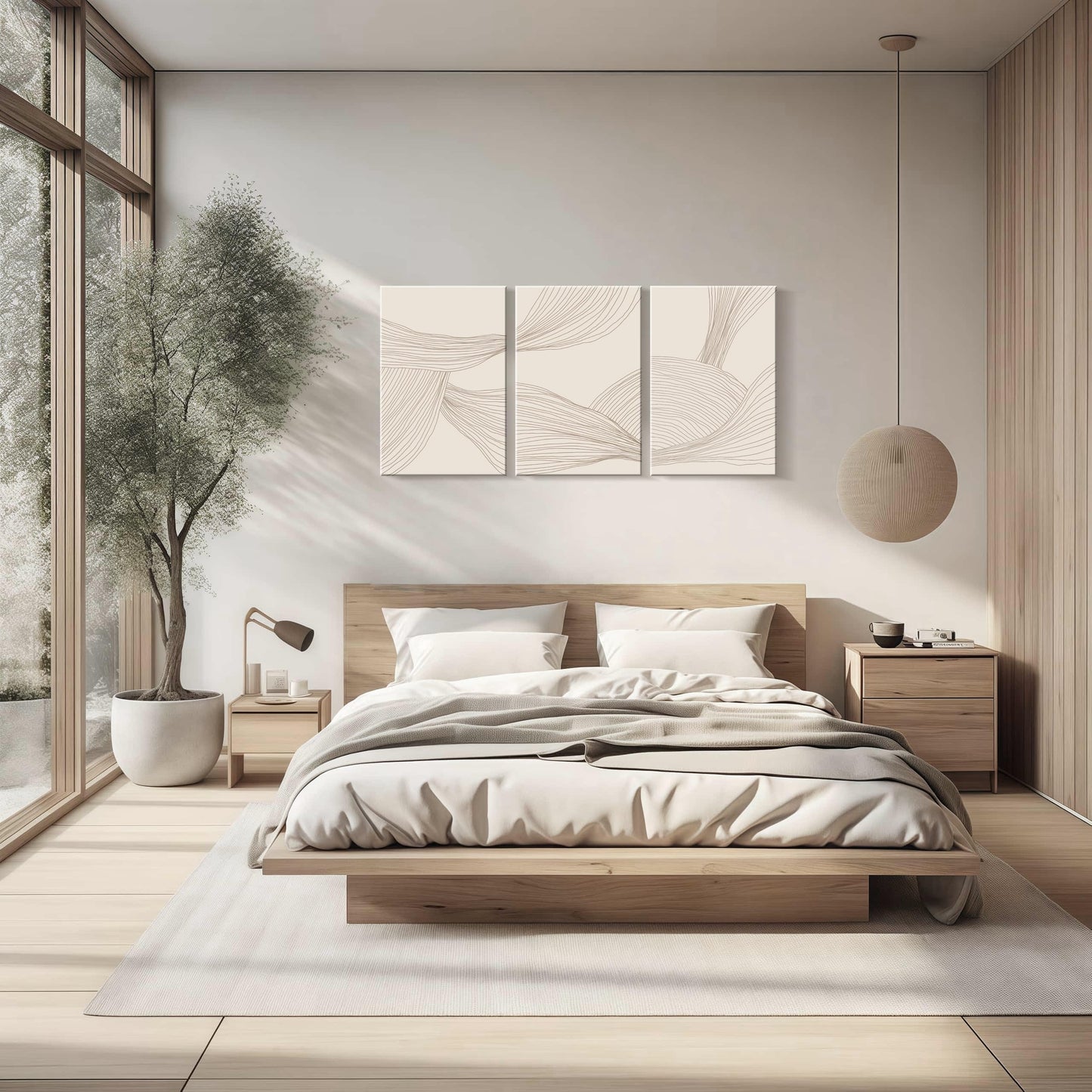 RJETZMU 3 Pcs Minimalist Abstract Line Canvas Wall Art Modern Neutral Beige Wall Decor for Bedroom Living Room Studio 12x16 Inch Ready to Hang