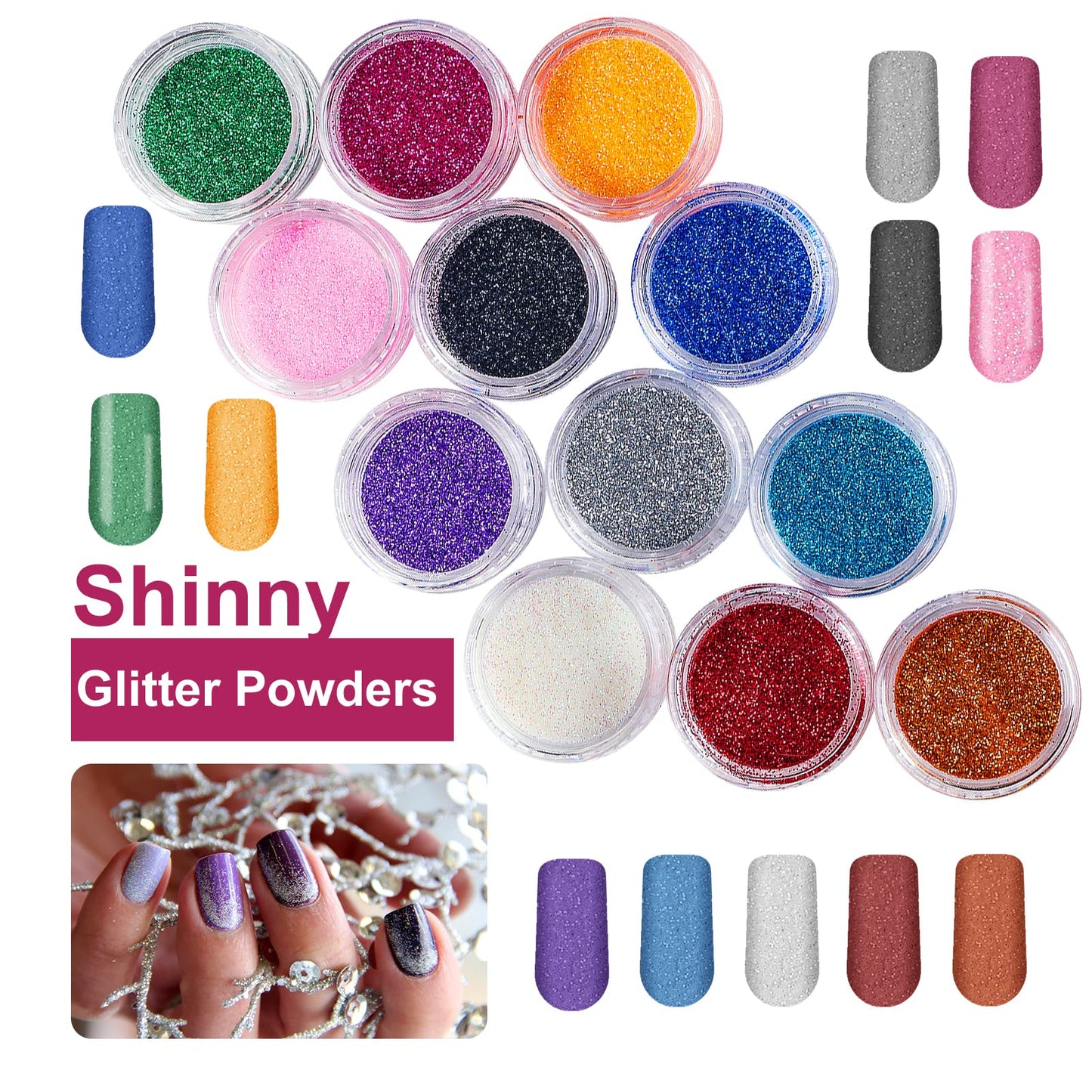 BLIFF Acrylic Nail Kit for Beginners with Everything Professional, 12 Glitter Acrylic Powder Women Nail Art Gifts DIY Decoration Tool
