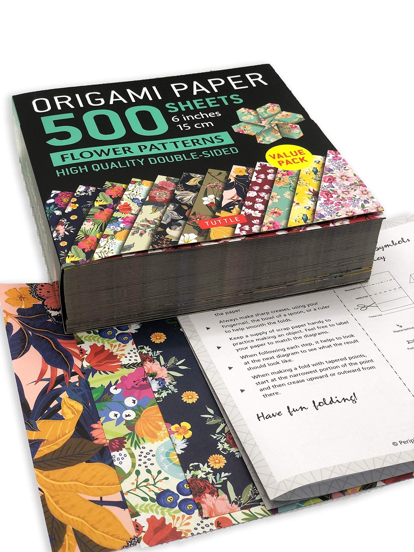 Origami Paper 500 sheets Flower Patterns 6" (15 cm): Tuttle Origami Paper: Double-Sided Origami Sheets Printed with 12 Different Patterns (Instructions for 6 Projects Included)
