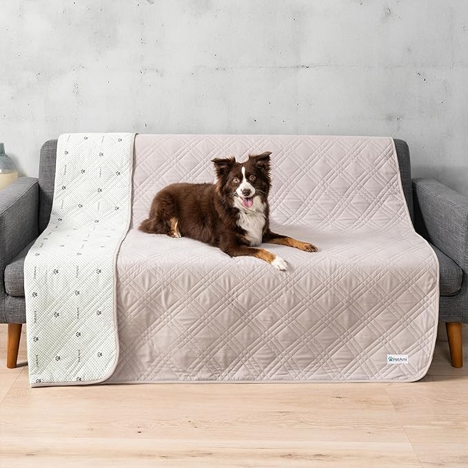 PetAmi Waterproof Couch Cover for Dog Bed Sofa Blanket 52x82 Light Gray