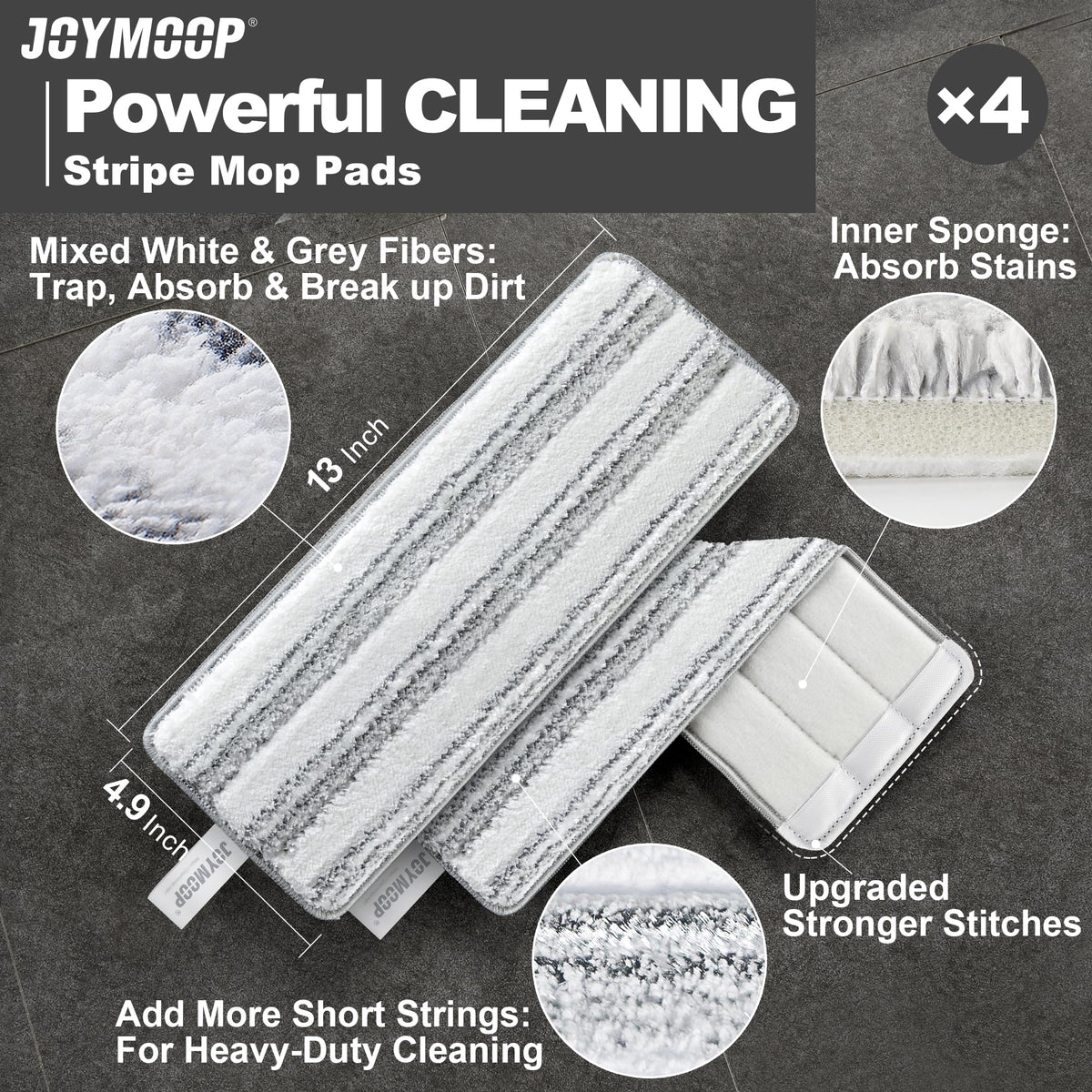 Flat Mop Replacement Pads (4 Count)