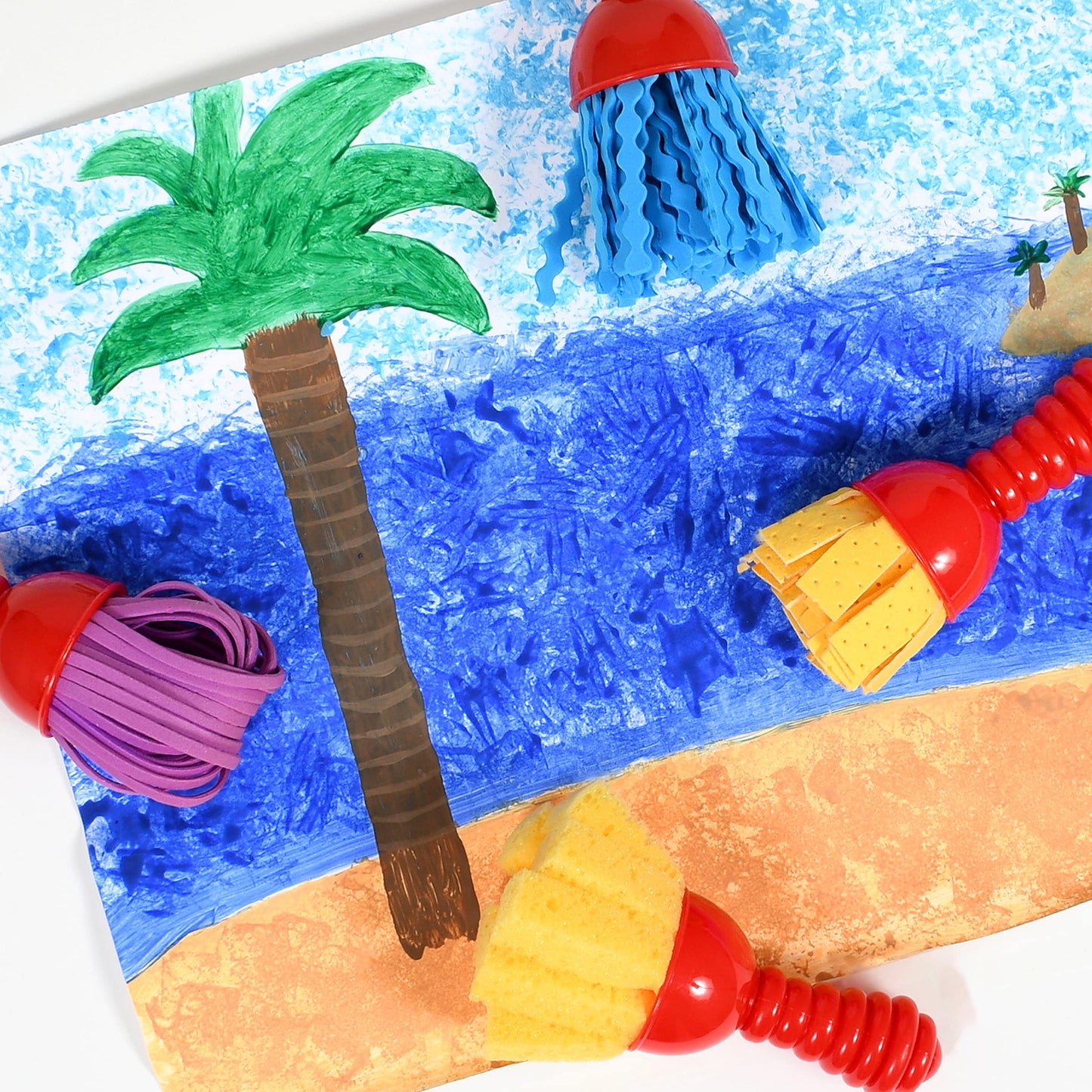READY 2 LEARN Textured Art Tools | Set of 4 | Jumbo Paint Brushes for Toddlers and Kids | Set 2 | DIY Patterns and Effects