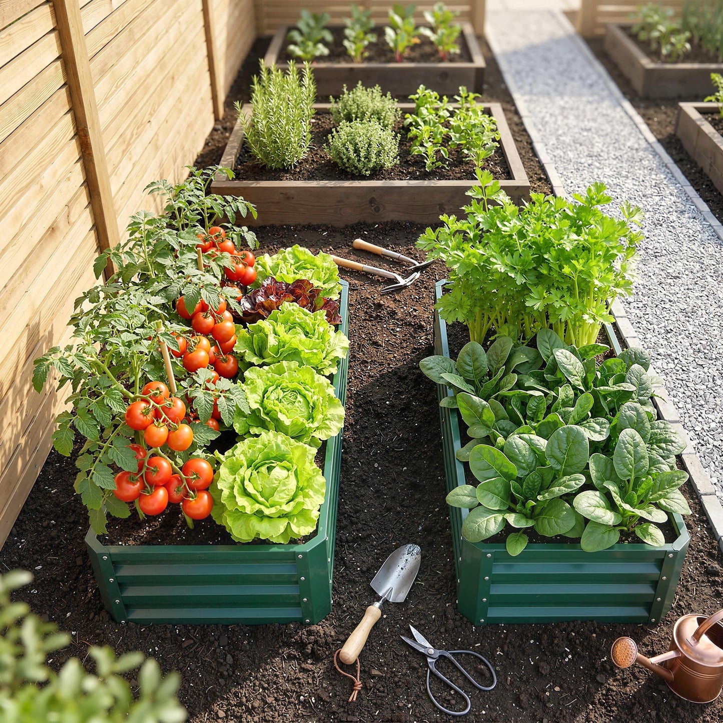 Outsunny Galvanized Raised Garden Bed, 4' x 2' x 1' Metal Planter Box, for Growing Vegetables, Flowers, Herbs, Succulents, Green