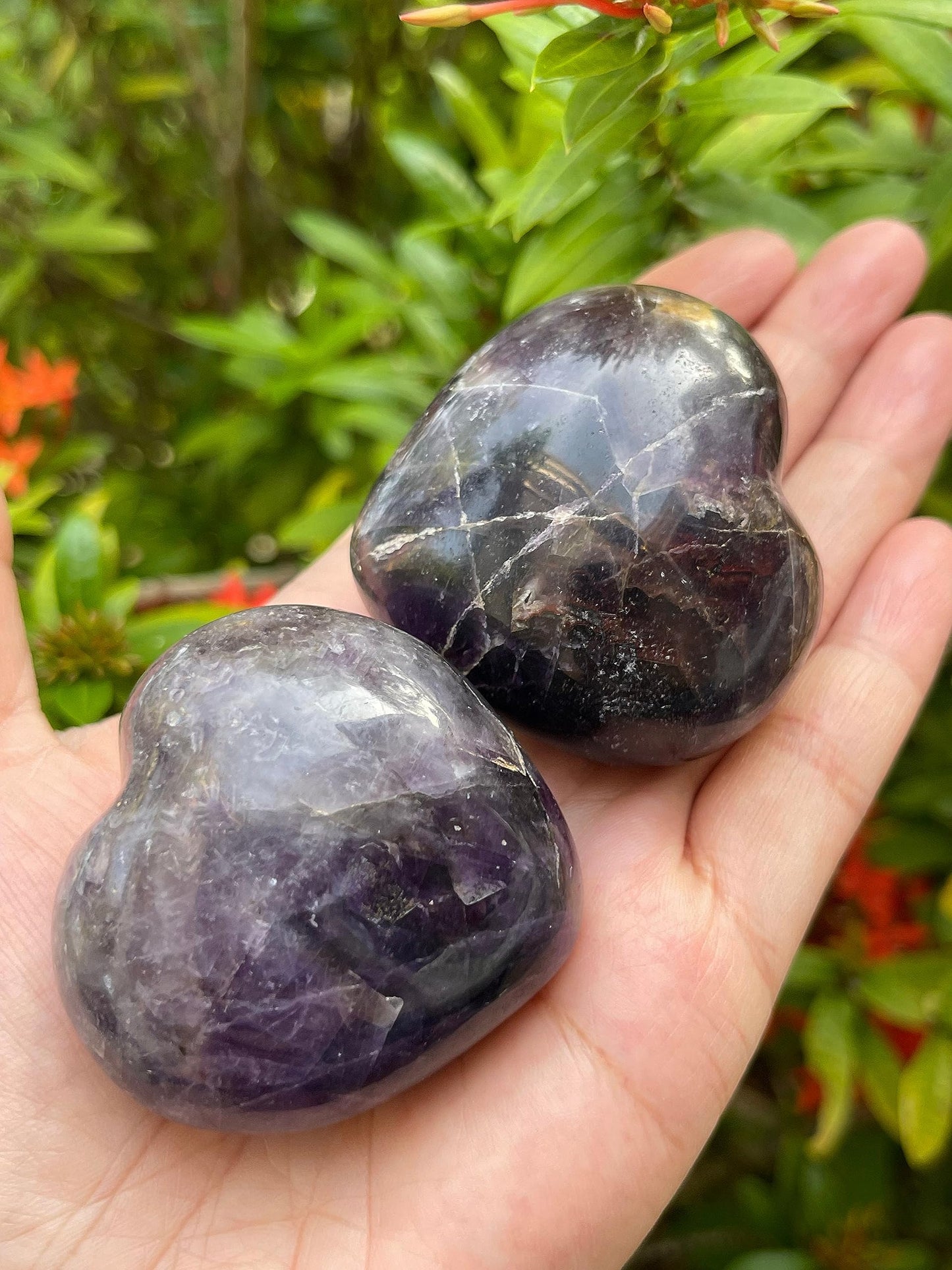 Amethyst Gemstone Hearts, Polished Amethyst Puffy Hearts, Amethyst Crystal Palm Stone, Amethyst Healing Crystal Hearts (1 Heart)