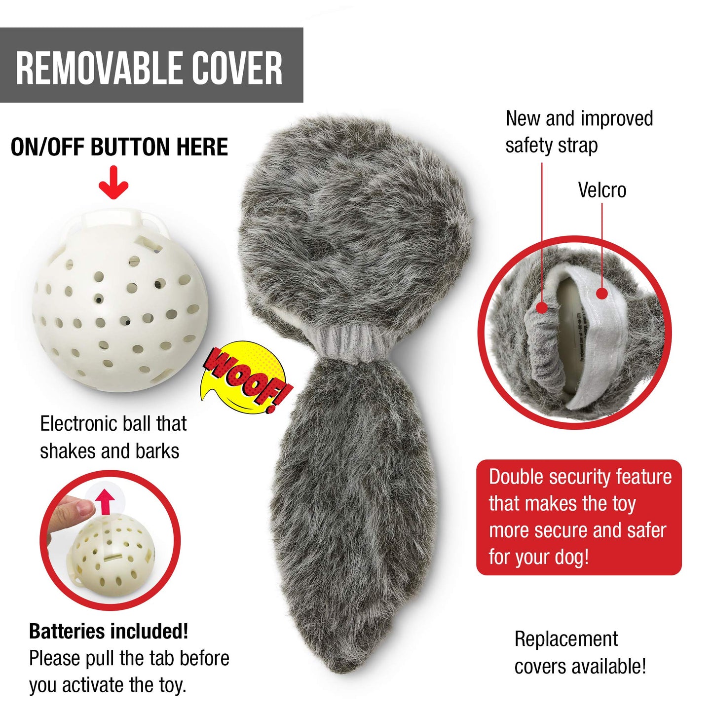 Hyper Pet Doggie Tail Interactive Plush Automatic Dog Toys, Durable, Wiggles, Vibrates, and Barks, Batteries Included, for All Dog Breeds, Boredom Buster