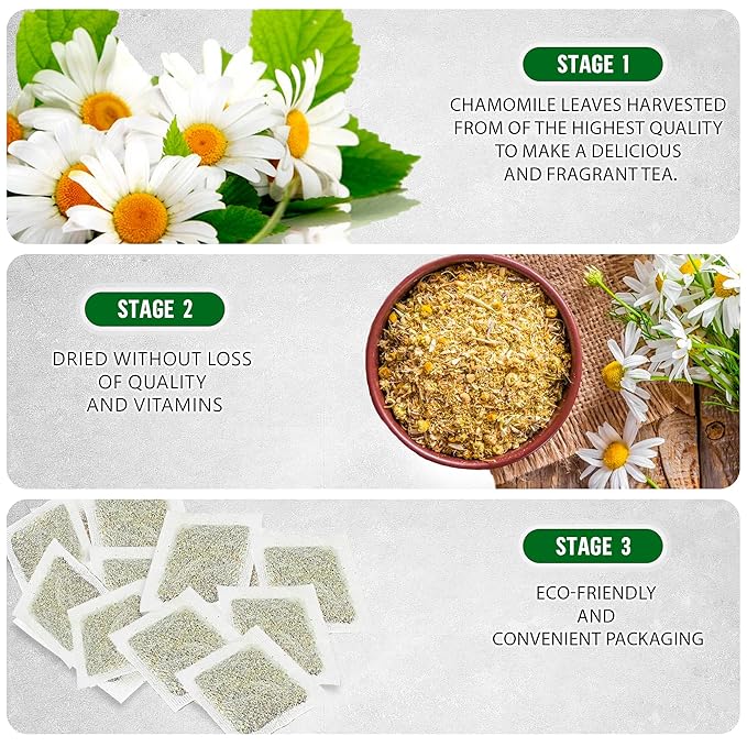 TeaDeam Tea Chamomile Tea Bags | Caffeine-Free & Sleep Time Tea | Chamomile Flowers Aroma - For Relieving Stress | Brew Hot Or Iced | 200 Tea Bags