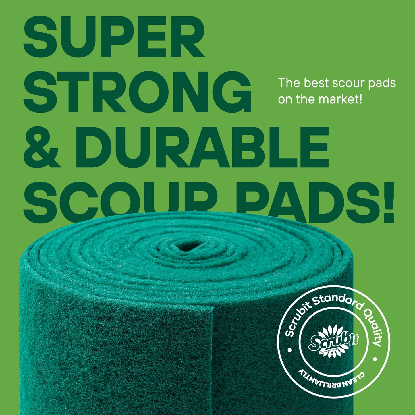 SCRUBIT Scouring Pad Roll - 19 FT Green scrubbing Pads Roll - Non Scratch Dish Washing Scrubbers - Abrasive and Heavy Duty Pot Scrubber Roll for Kitchen, Pots, Pans, Oven, and Grill 19 FT X 6" x0.3"