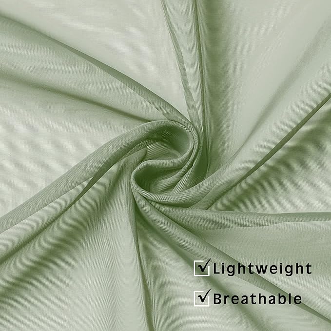 OVZME Light Green Sheer Curtains 63 inch Length 2 Panels Set for Bedroom Living Room, Elegant Light Filtering Sheer Drapes Window Treatments, Each is 42W x 63L Inches, Sage Green