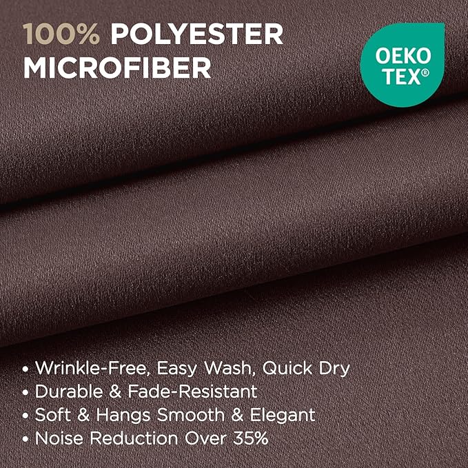 Joydeco Blackout Curtains 90 Inches Long 1 Panel, Thermal Insulated Long Curtains& Drapes 1 Piece, Room Darkening Grommet Drapes for Living Room Bedroom Window (W70 x L90 Inch, Chocolate)