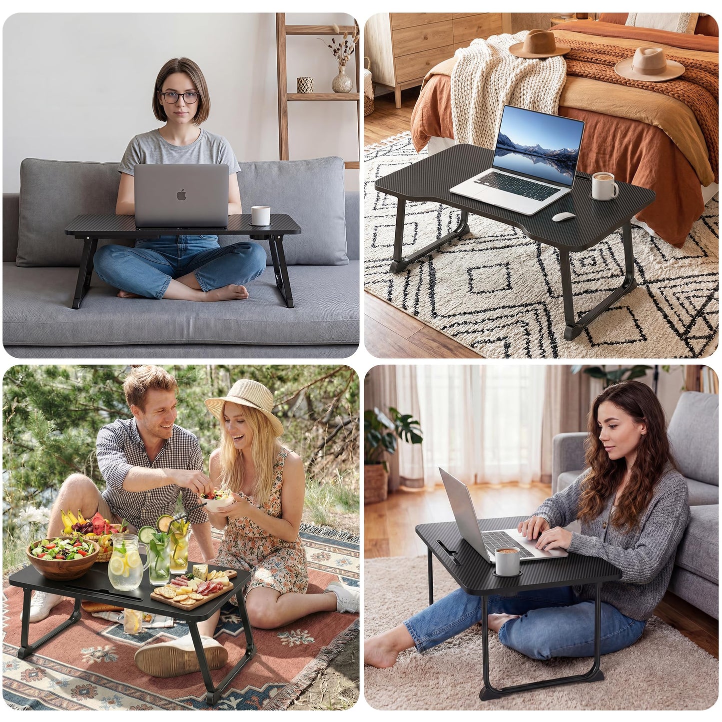 SINKONG Lap Desk for Adults - Portable Foldable Bed Desk Tray Table Laptop Stand with Storage Drawer/Cup Holder,for Working Reading Writing Eating,Watching Movies for Bed Sofa Couch Floor