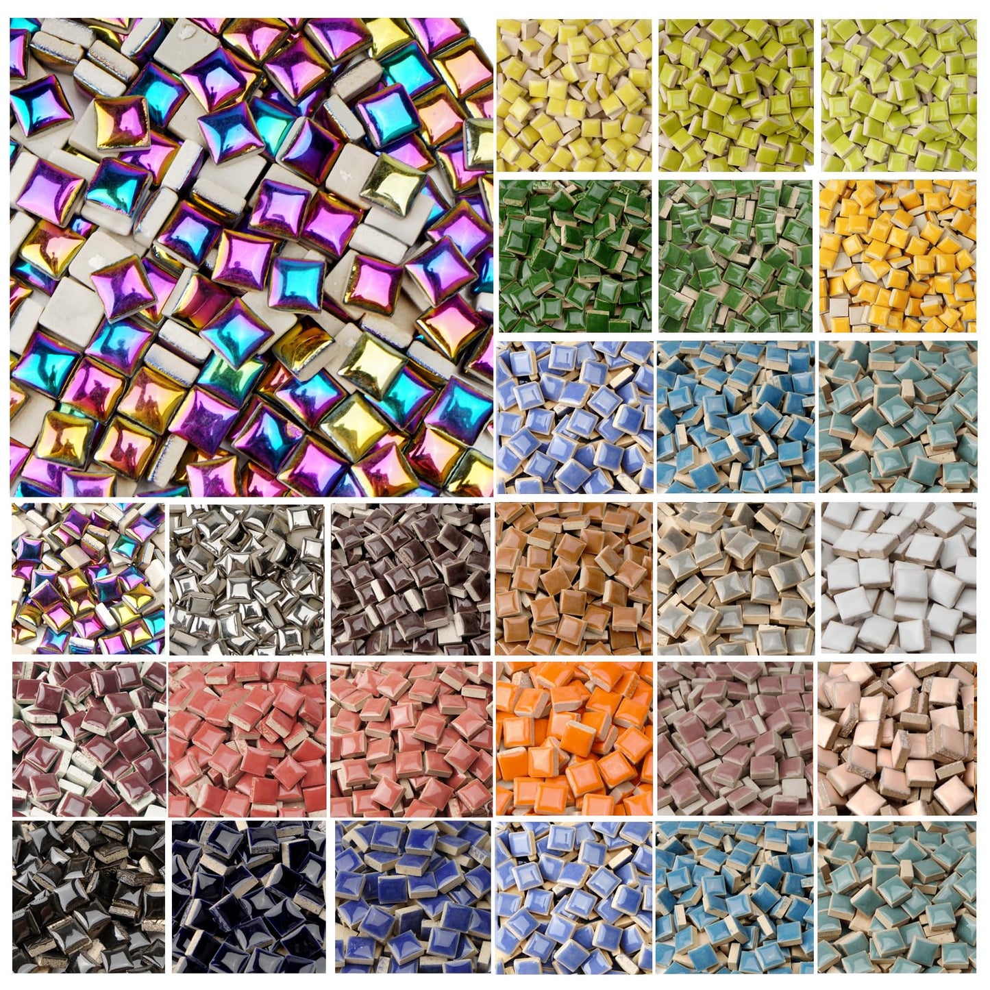 Samjobroad Gold Ceramic Mosaic Tiles for Crafts Bulk, 12mm Square Small Ceramic Tiles for Mosaic, 300g/200 Mosaic Pieces for Art Projects & Home Décor