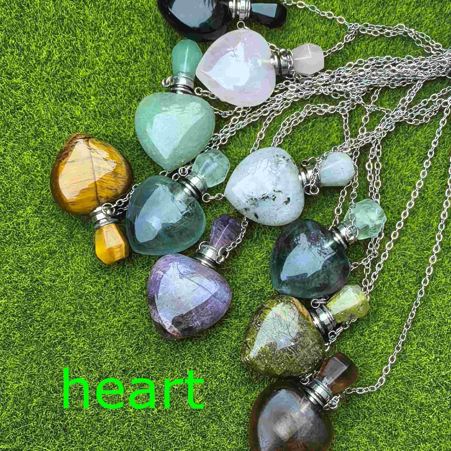 Crystal Quartz Perfume Bottle Pendant Necklace, Essential Oil Diffuser Vial jewelry, Reiki Healing Crystal accessories Gift for Women (golden chain/column,tiger's-eye)