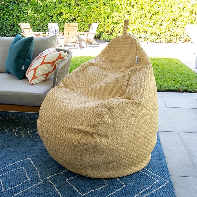 Big Joe Tuffet Weatherproof Bean Bag Chair, Natural Basket Weave, Breathable Weather Resistant Fabric, 2.5 feet Teardrop