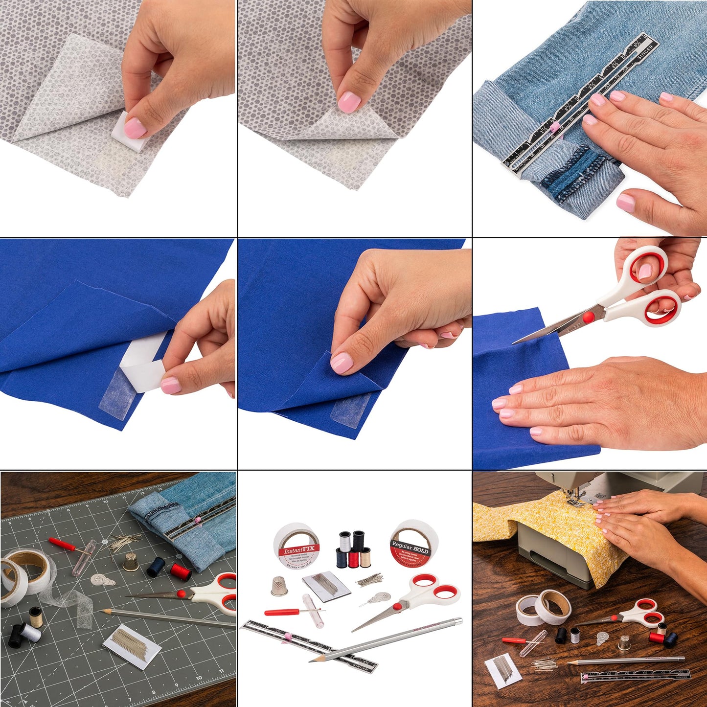SINGER Hemming Kit with Storage Pouch – 92 piece Sew Kit with Hem Tape, Seam Ripper, Scissors, & Marking Pencil