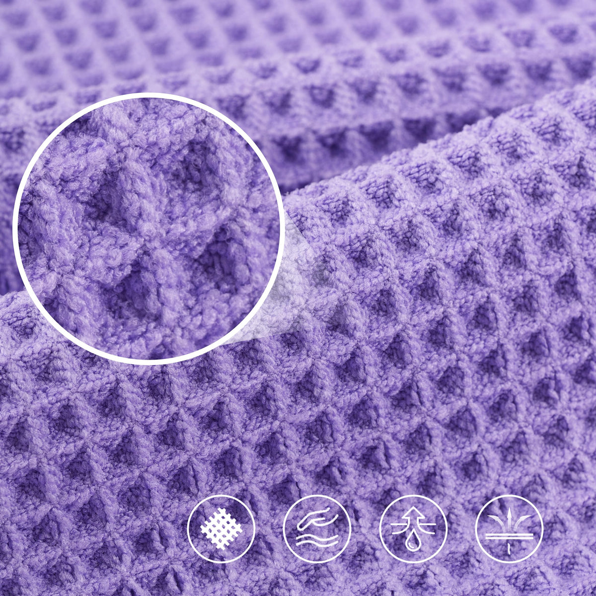 430 GSM Poly Blend Microfiber Quick Dry Waffle Bath Towel (4 Count)
