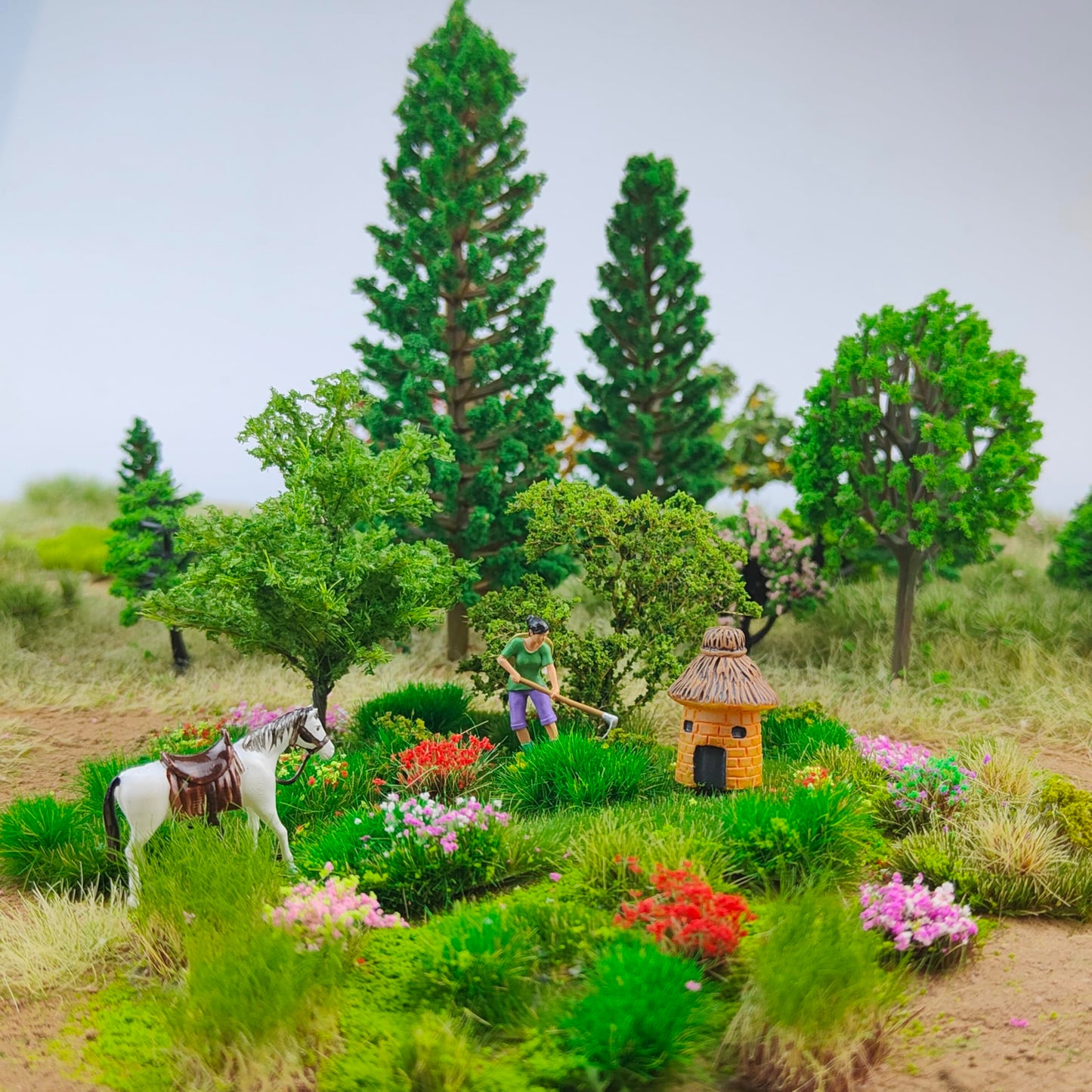 gdeplok 90 Pcs Miniature Flower Clusters Static Grass Clusters, for DIY Model Railway Scenery Train Landscape & War Game Terrain Layouts (B)
