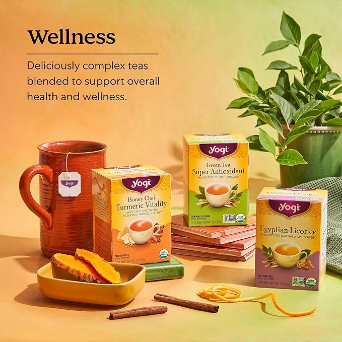Yogi Tea Mandarin Mint Mindfulness - 16 Tea Bags per Pack (6 Pack) - Organic Mandarin Mint Tea - Calming Herbal Tea - Includes Ashwagandha, Reishi Mushroom, Mandarin, Peppermint & More