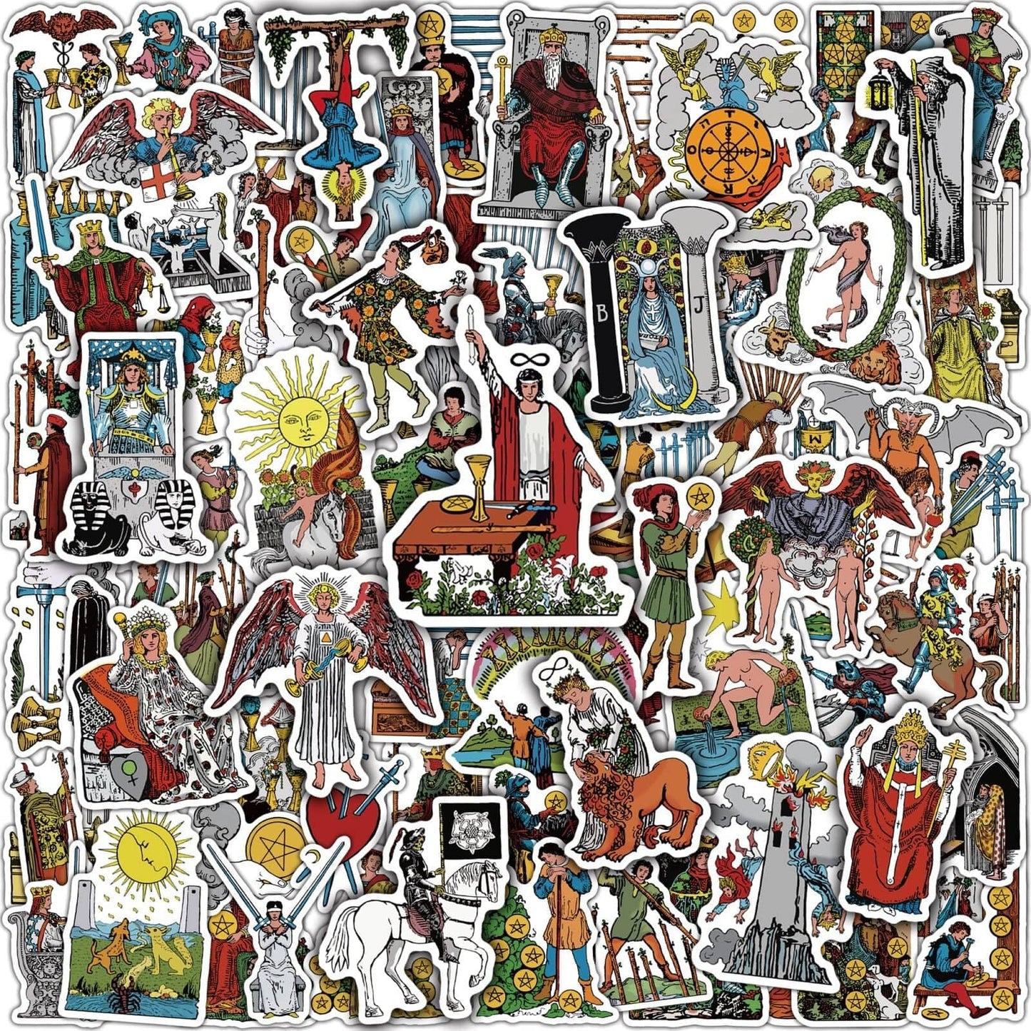 Joyppy 103 PCS Tarot Stickers for Journaling, Based on The Rider Waite Smith Tarot Cards Characters & Symbols, Astrology Occult Witchcraft Accessories Stamps Decor Gifts for Deck Beginners Learning