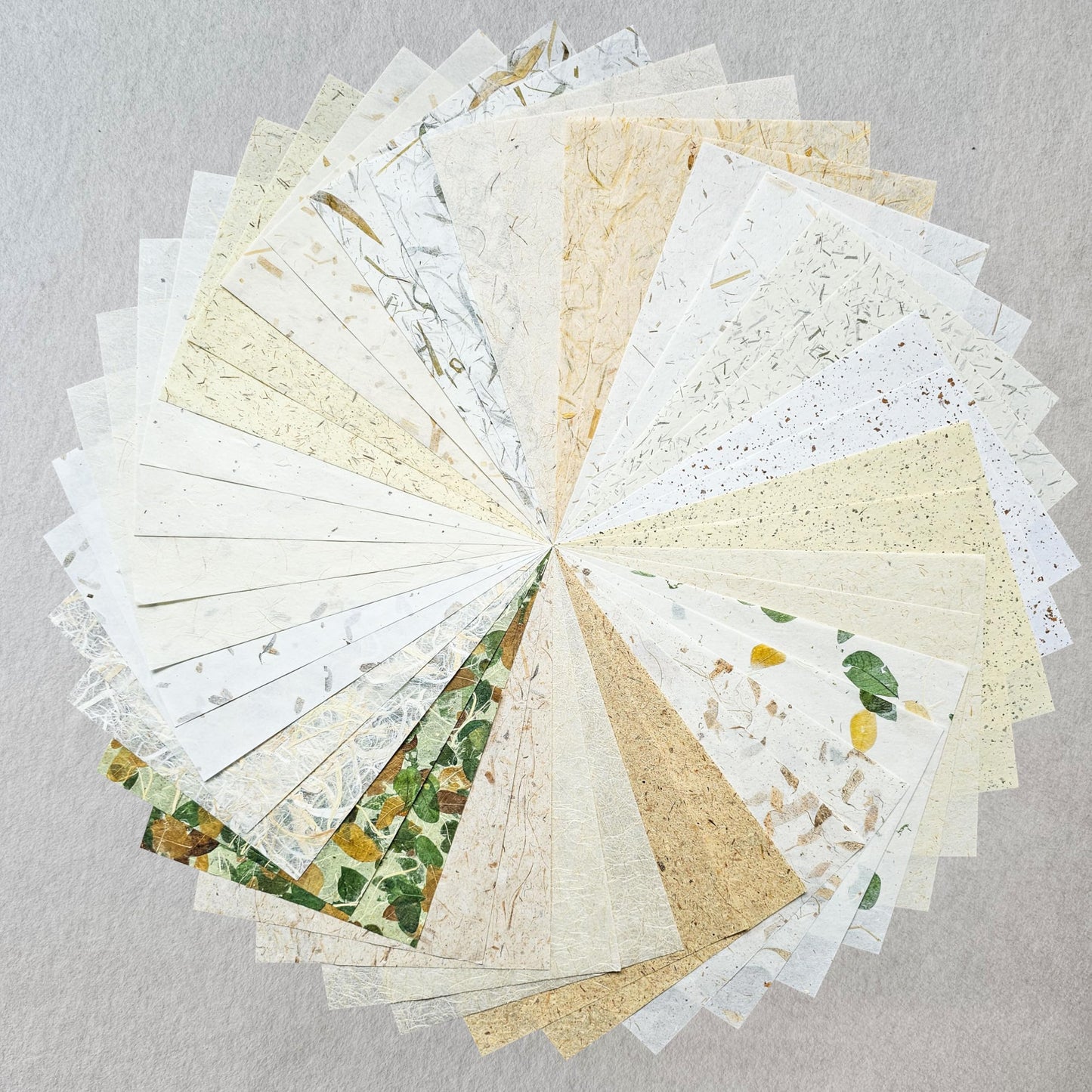 Kozo Studio - Natural Inclusion Mulberry A4 Paper Pack (40 Sheets, 20 Designs) | Premium Decorative Paper for Scrapbooking, Card Making, Collage, Mixed Media Crafts, and DIY Projects