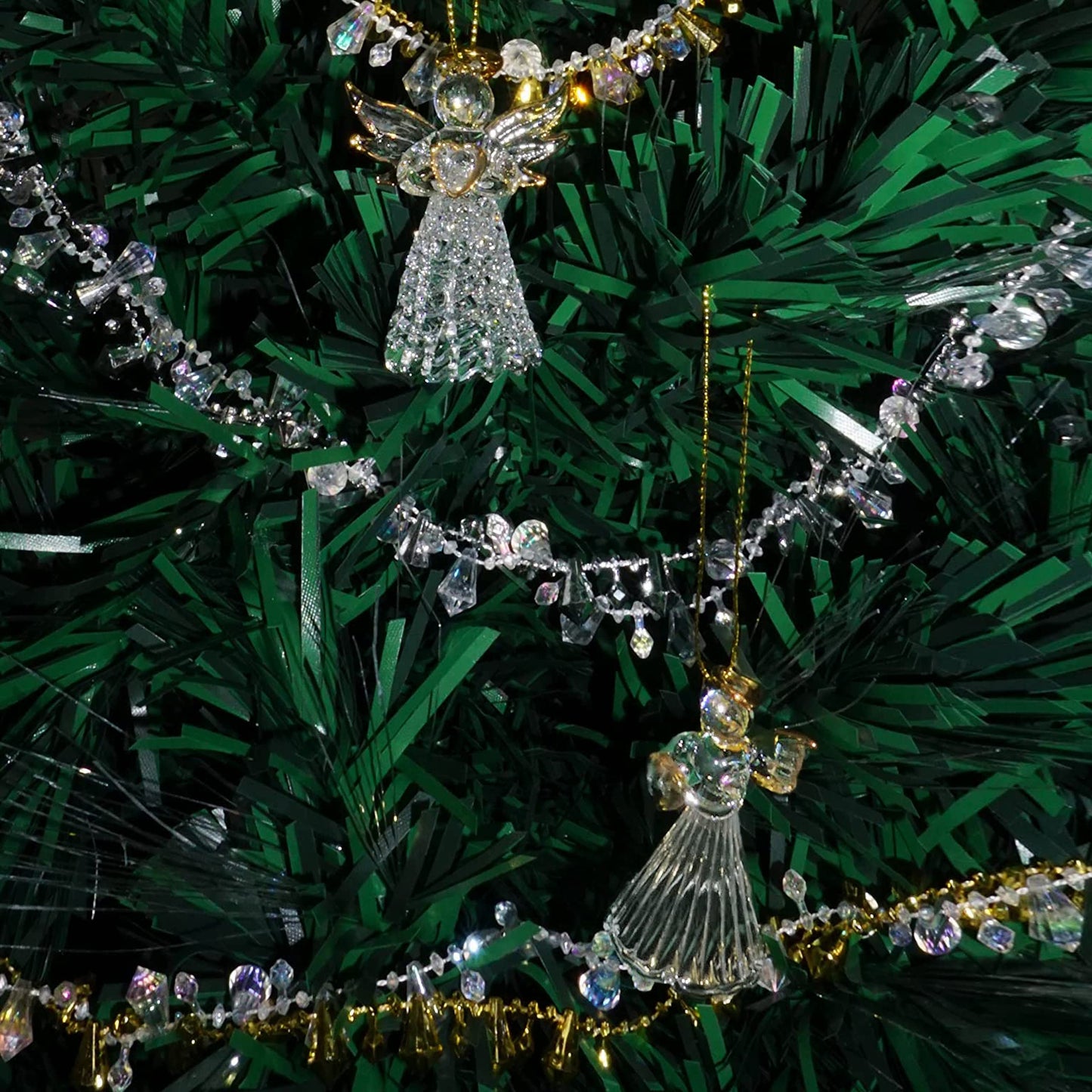 4E's Novelty Glass Angel Ornaments for Christmas Tree (Set of 12) - 2.5" Mini in 6 Unique Design, Crystal Spun Glass Angel Ornaments for Christmas Tree,
