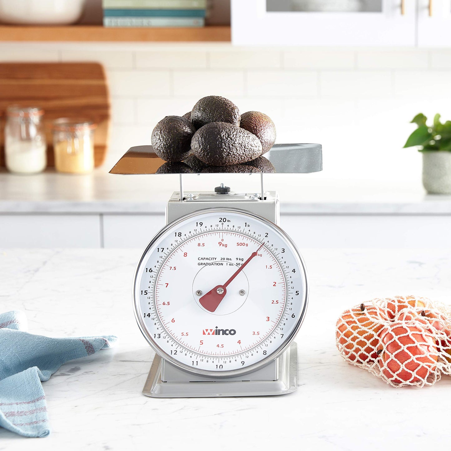 Winco Analog Receiving Scale with Dial, 8"