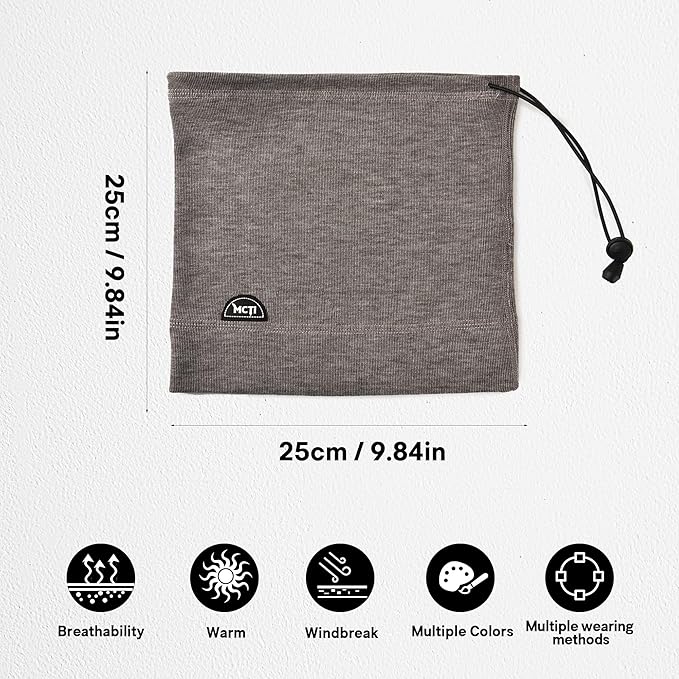 MCTi Neck Gaiter Warmer Winter Fleece Scarves Beanie Hat for Skiing Cycling Elastic Closure