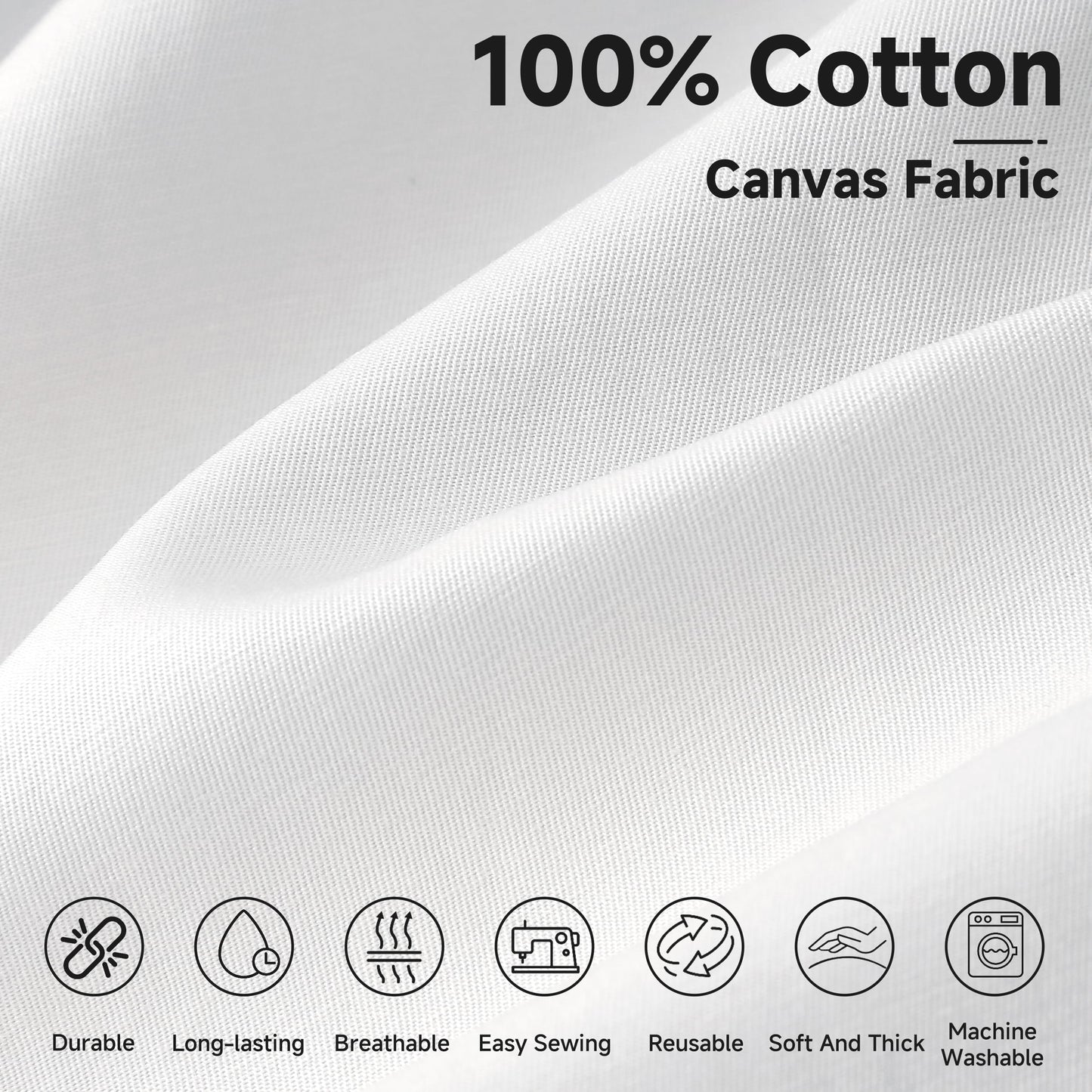 Simple&Opulence 100% Cotton Canvas Fabric 10oz. 59 Inch by the Yard, Nature Duck Fabric Textile Medium Weight for Painting, Sewing, Crafts, Embroidery, Bag, Handmade Home Decor(1 Yard, White)